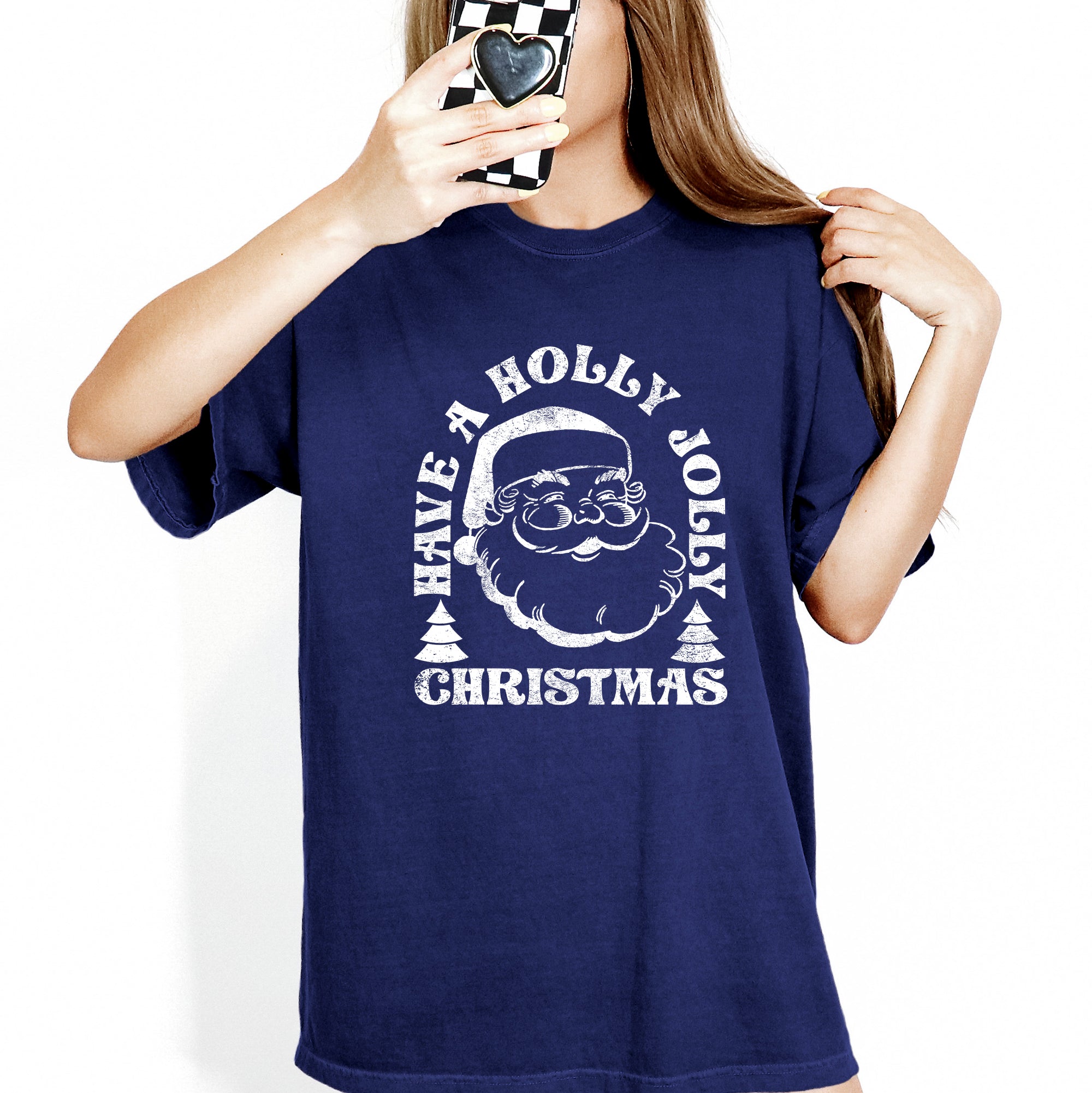 Have A Holly Jolly Christmas Holiday Classic Retro Santa Winter Xmas Comfort Colors Tee