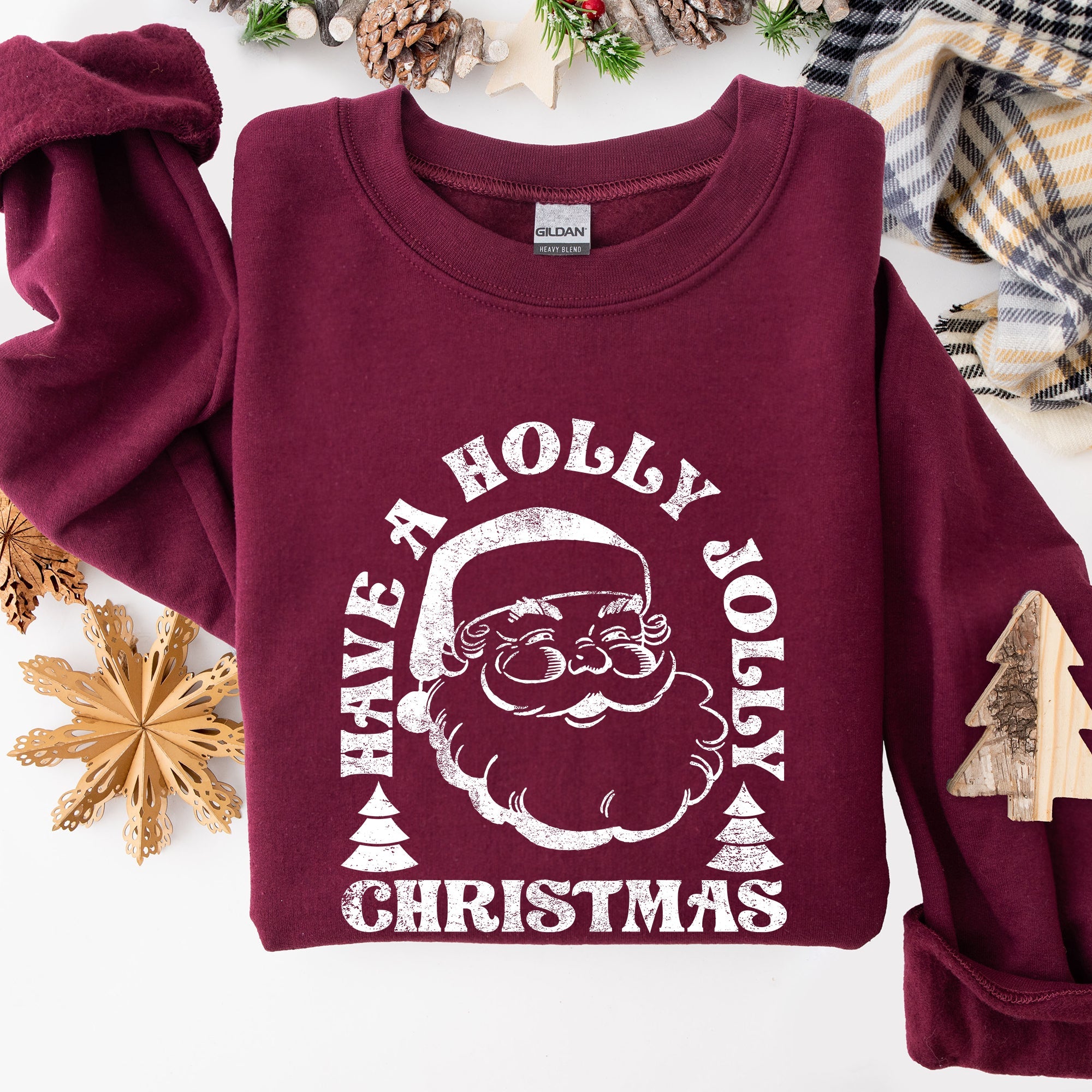 Have A Holly Jolly Christmas Classic Retro Santa Winter Xmas Cozy Vintage Holiday Spirit Sweatshirt