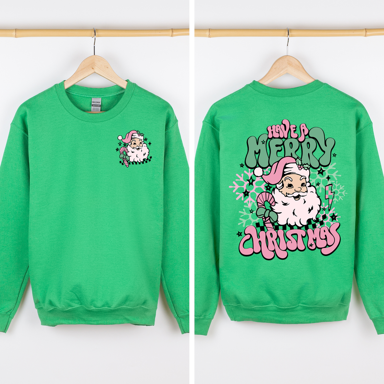 Have A Merry Christmas Retro Santa Front And Back Print Vintage Inspired Graphic Sweatshirt