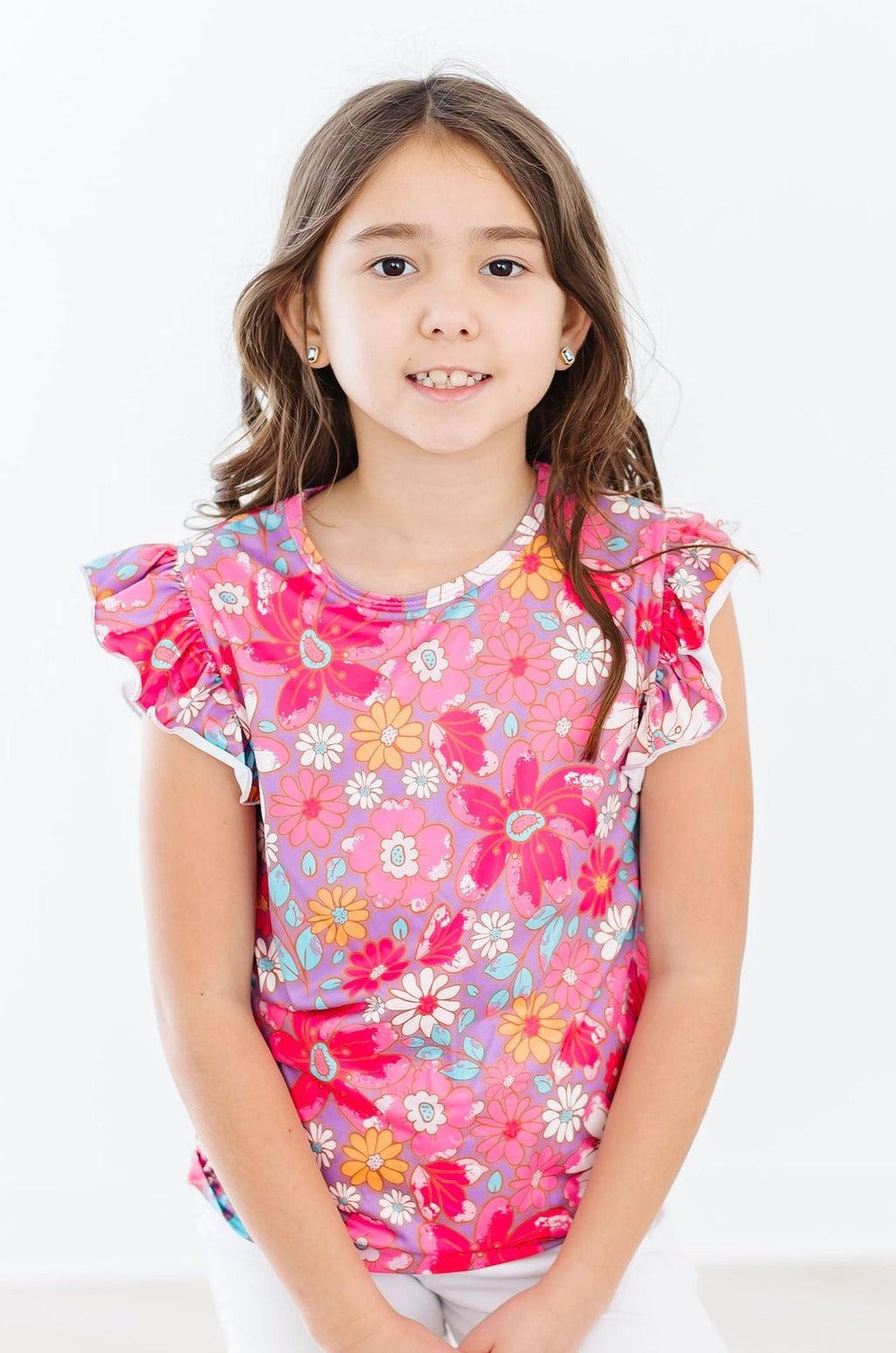 SALE Hawaiian Floral S/S Ruffle Tee