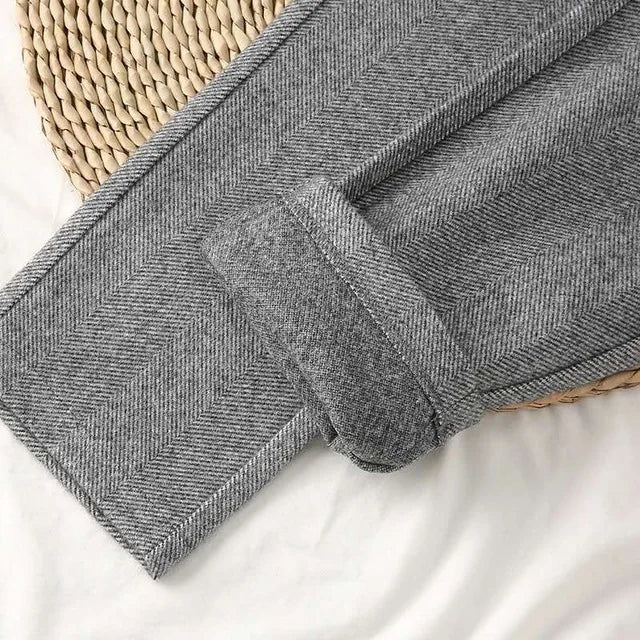Woolen Pants Women's Harem Pencil Pants 2026 Autumn Winter High Waisted Casual Suit Pants Office Lady Women Trousers