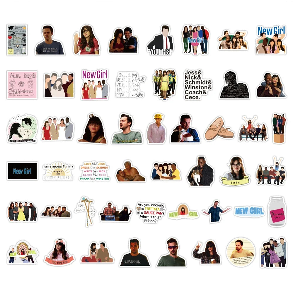 10/30/50PCS TV Show New Girl Stickers Laptop Guitar Luggage Fridge Skateboard Waterproof Cool Graffiti Sticker Decal Kids Toys