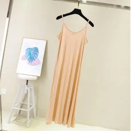 Spring Summer 2026 Woman Tank Dress Casual Modal Sexy Camisole Elastic Female Home Beach Dresses O-Neck Camis Sexy Dress