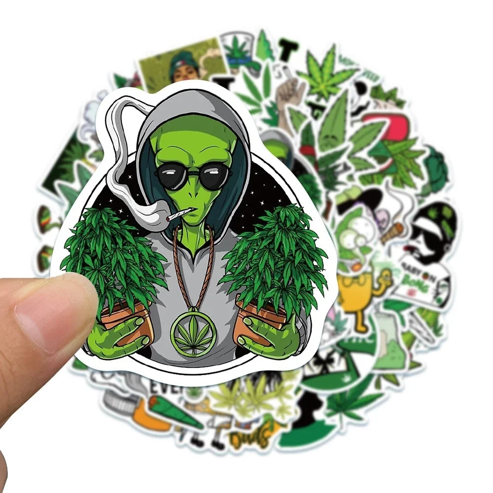 10/30/50PCS Hemp Leaf Stickers Laptop Skateboard Guitar Luggage DIY Bike Cool Waterproof Graffiti Sticker Decal Kid Classic Toys