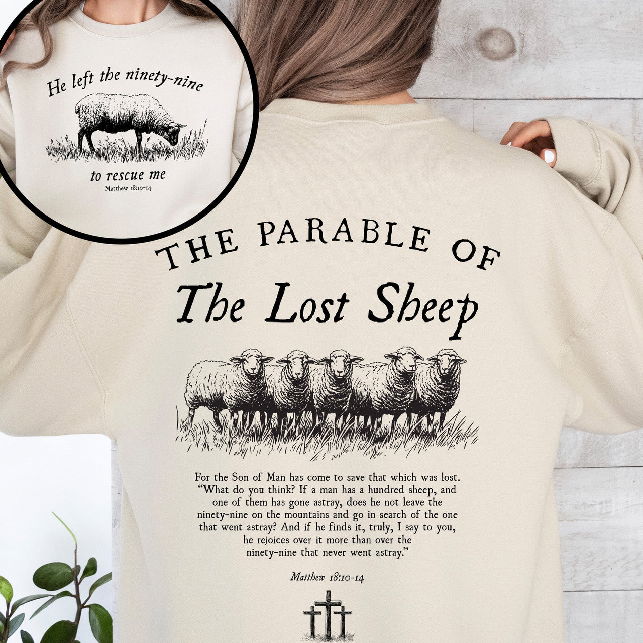 He Left The Ninety Nine To Rescue Me 99 Sheep Religious Faith Bible Christian Sweatshirt