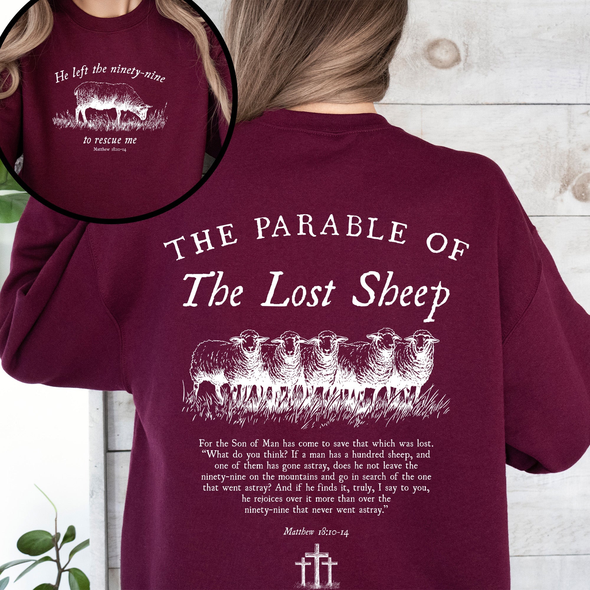 He Left The Ninety Nine To Rescue Me 99 Sheep Religious Faith Bible Christian Sweatshirt