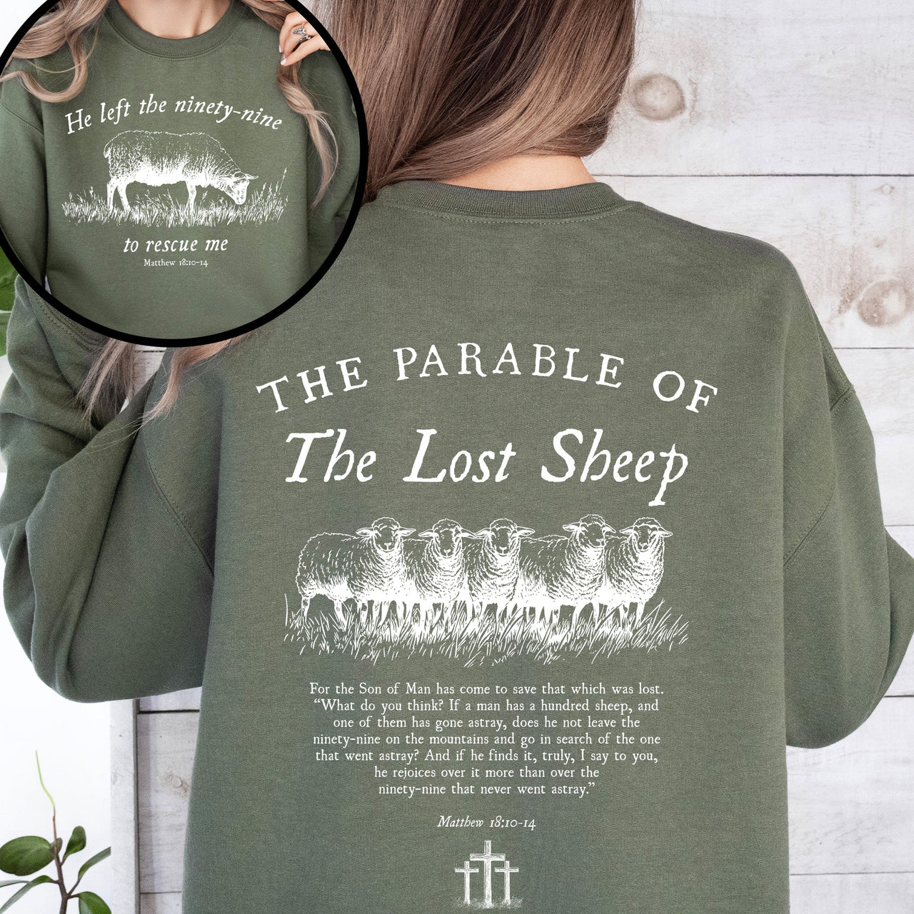 He Left The Ninety Nine To Rescue Me 99 Sheep Religious Faith Bible Christian Sweatshirt