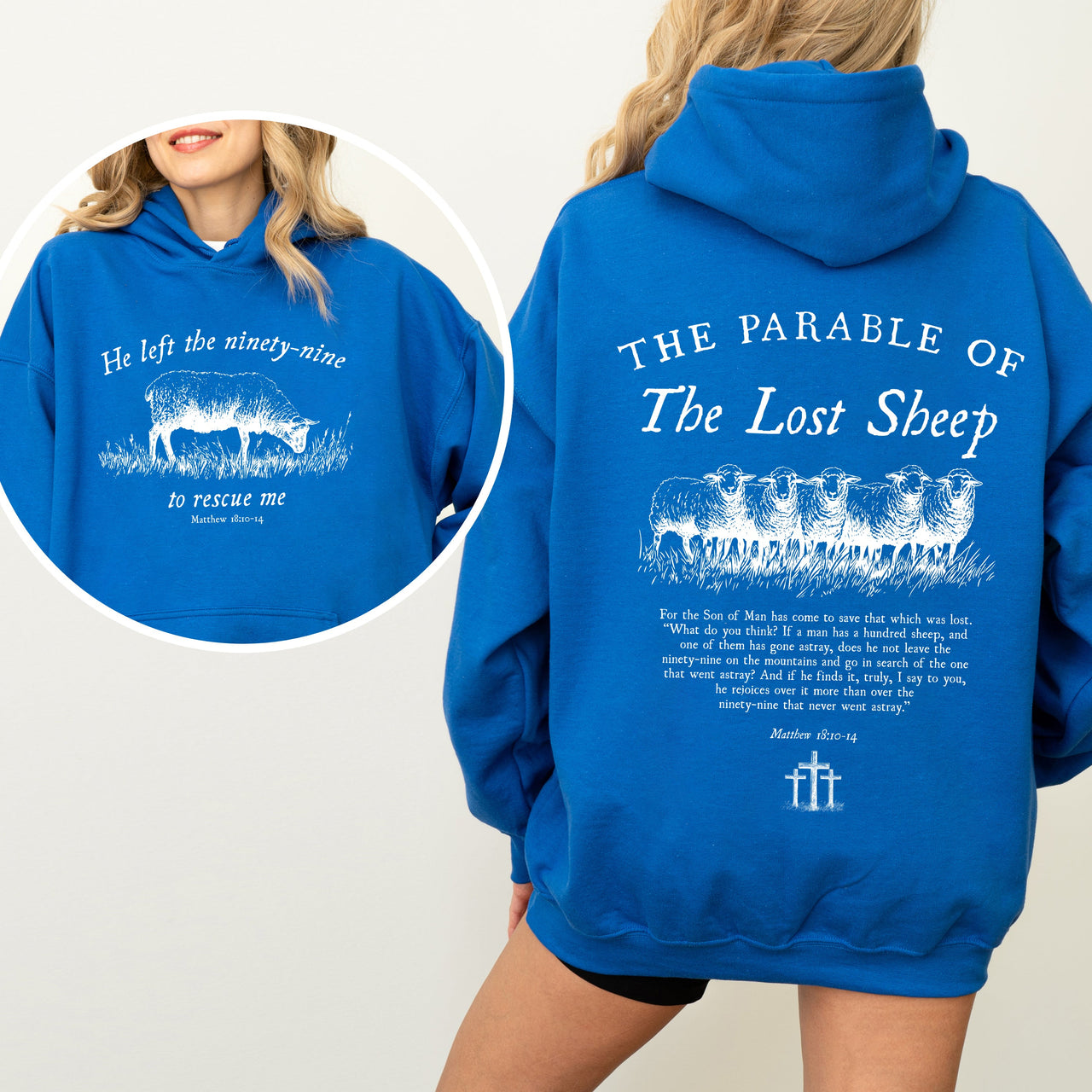He Left The Ninety Nine To Rescue Me 99 Sheep Bible Verse Christian Faith Hoodie