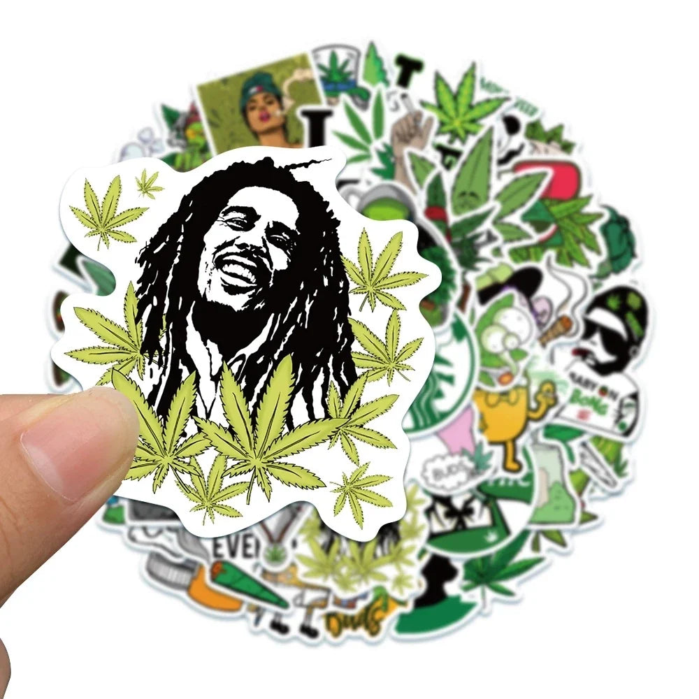 10/30/50PCS Hemp Leaf Stickers Laptop Skateboard Guitar Luggage DIY Bike Cool Waterproof Graffiti Sticker Decal Kid Classic Toys