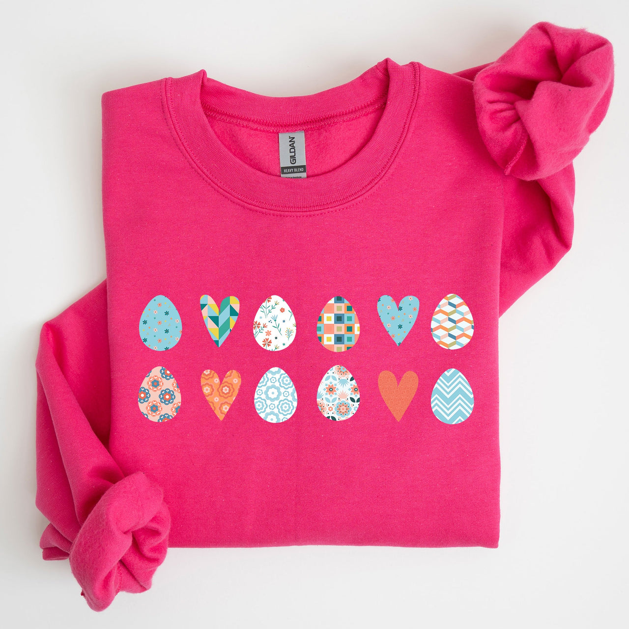 Hearts And Eggs Colorful Easter Whimsy Motif Celebration Edition Graphic Sweatshirt