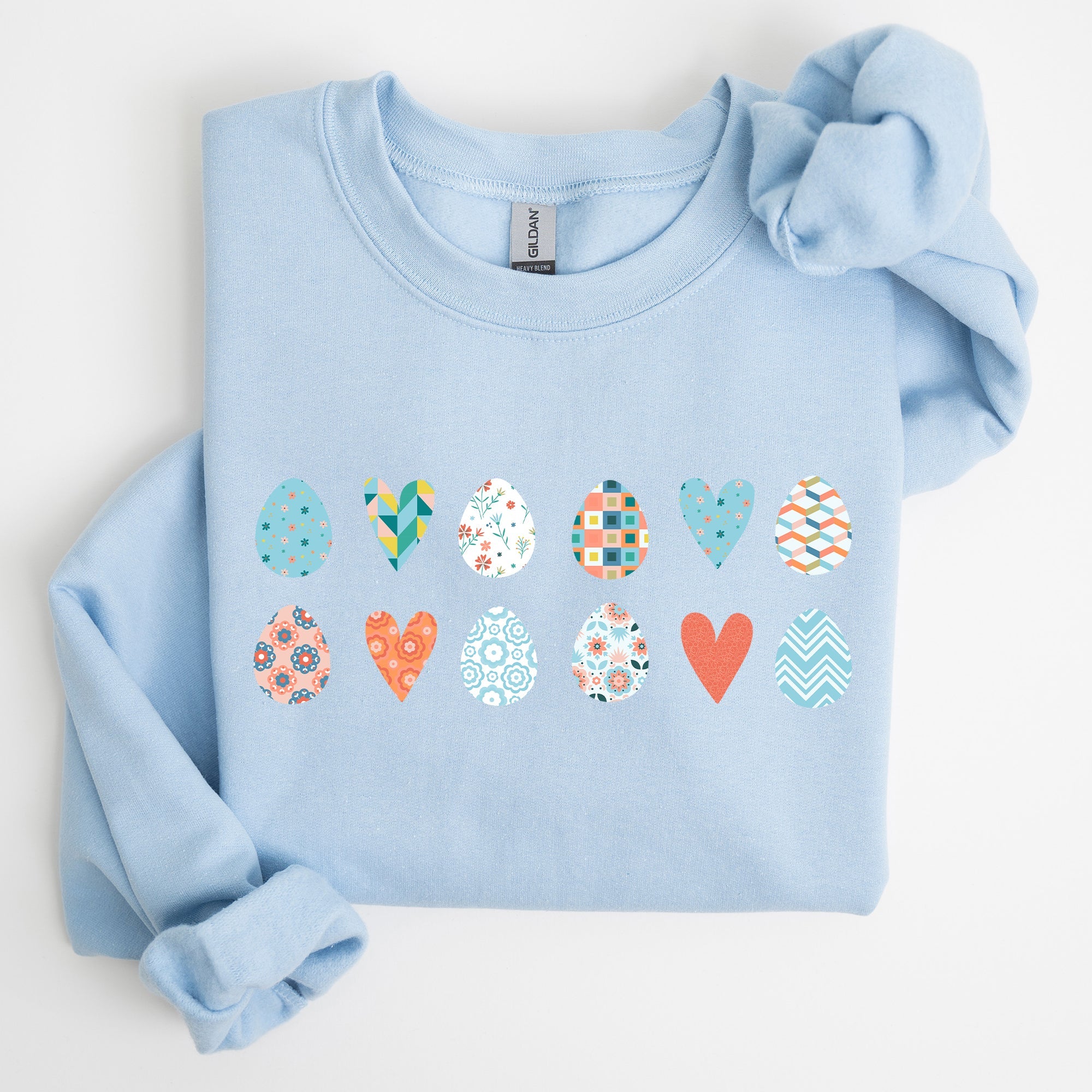 Hearts And Eggs Colorful Easter Whimsy Motif Celebration Edition Graphic Sweatshirt