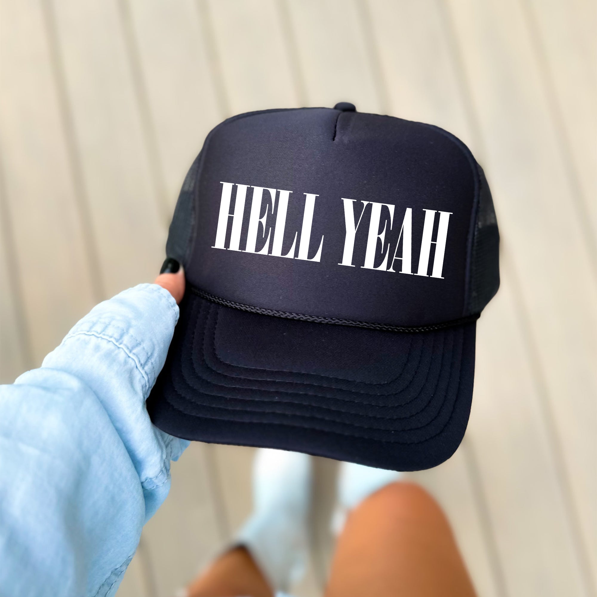 Hell Yeah Sassy Funny Bold Statement Graphic Sayings For Edgy Wardrobe Trucker Hat