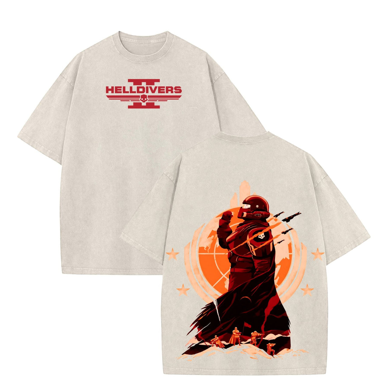 Helldivers 2 Fan-Art T-Shirt – Oversize Heavyweight Cotton Tee, Unisex Liber-Tea Graphic