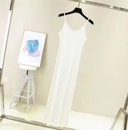 Spring Summer 2026 Woman Tank Dress Casual Modal Sexy Camisole Elastic Female Home Beach Dresses O-Neck Camis Sexy Dress
