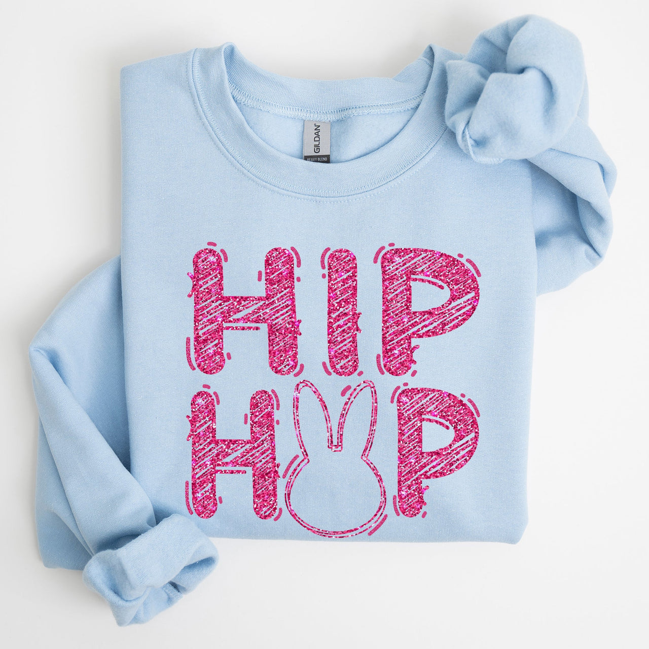 Hip Hop Retro Glitter Effect Bunny Rabbit Easter Pop Art Inspired Neon Night Parade Print Sweatshirt