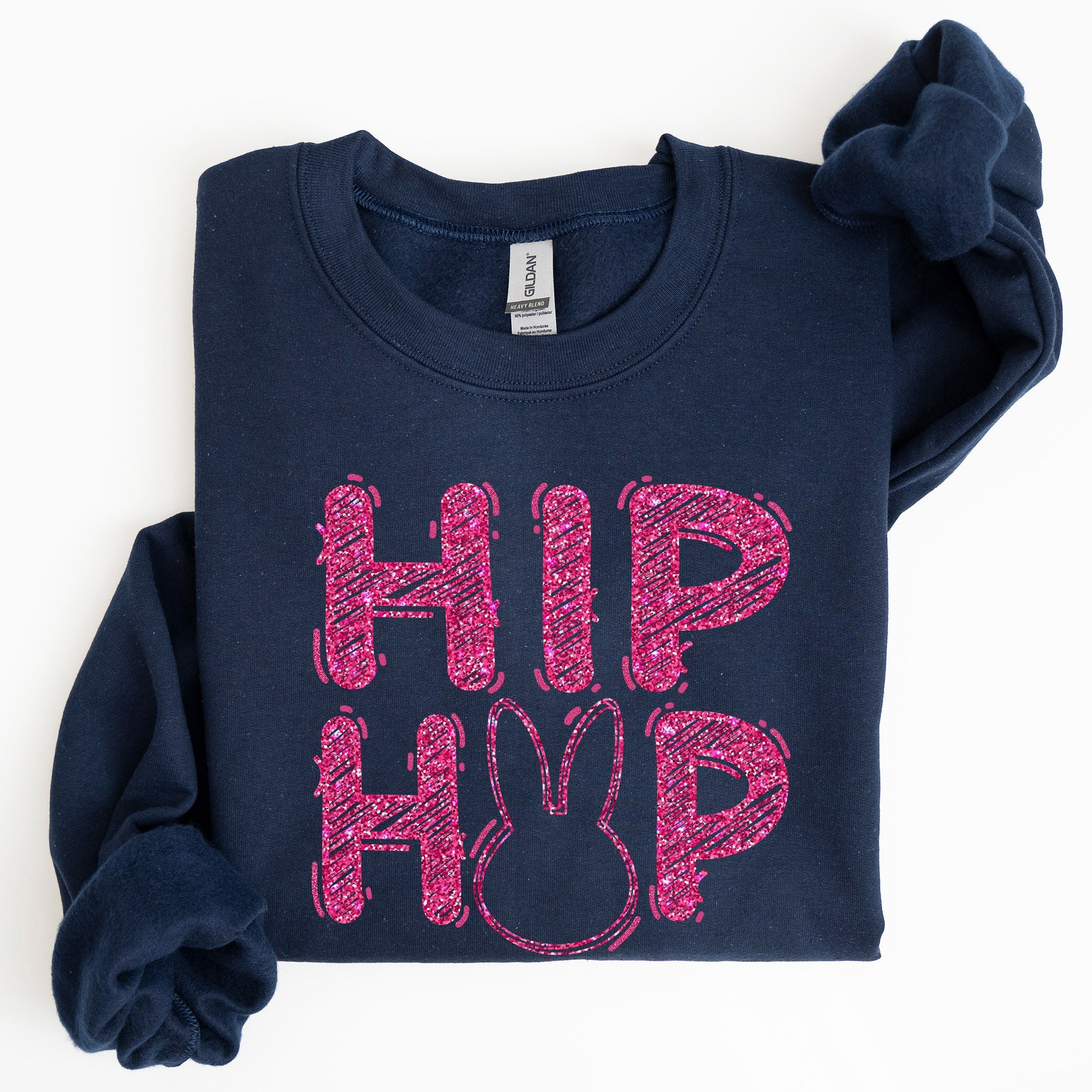 Hip Hop Retro Glitter Effect Bunny Rabbit Easter Pop Art Inspired Neon Night Parade Print Sweatshirt