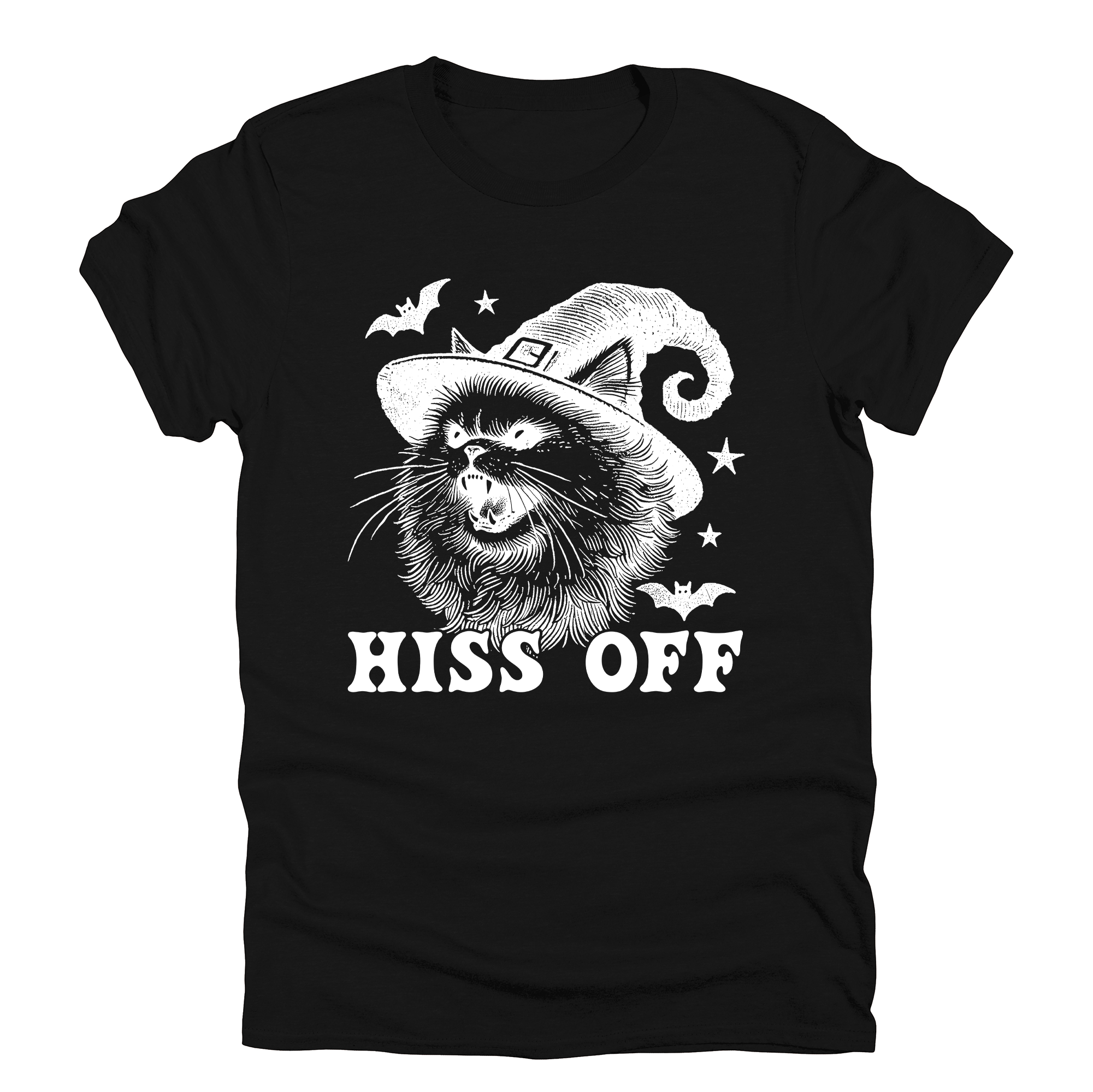 Hiss Off Cat Halloween Witch Spooky Feline Lover Gothic Cat Deluxe Limited Edition Graphic Tee