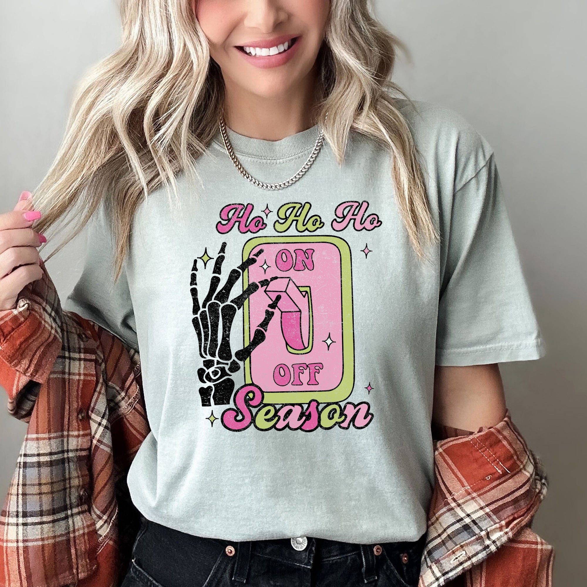 Ho Ho Ho Season Skeleton Light Switch Christmas Comfort Colors Tee