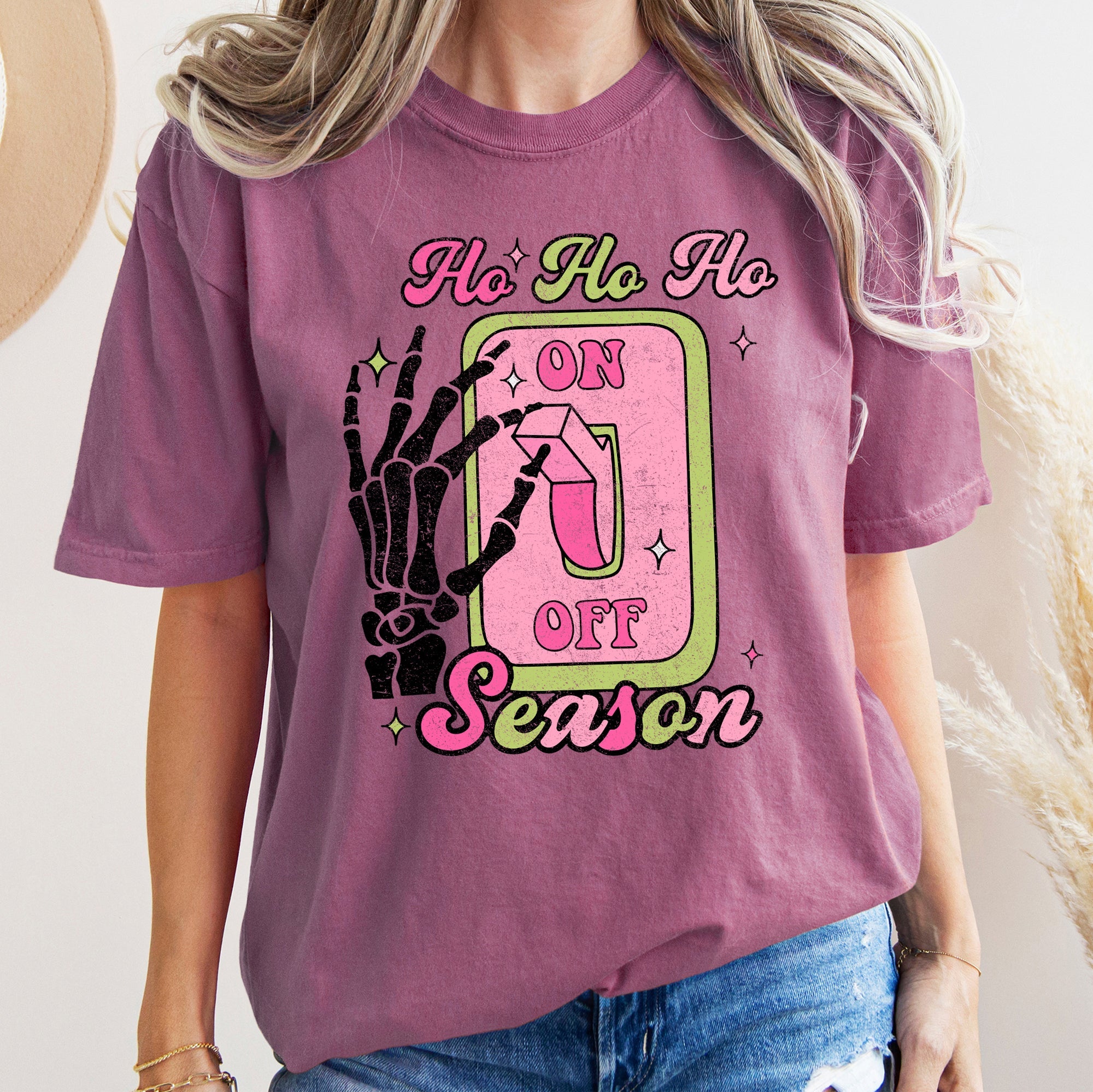 Ho Ho Ho Season Skeleton Light Switch Christmas Comfort Colors Tee