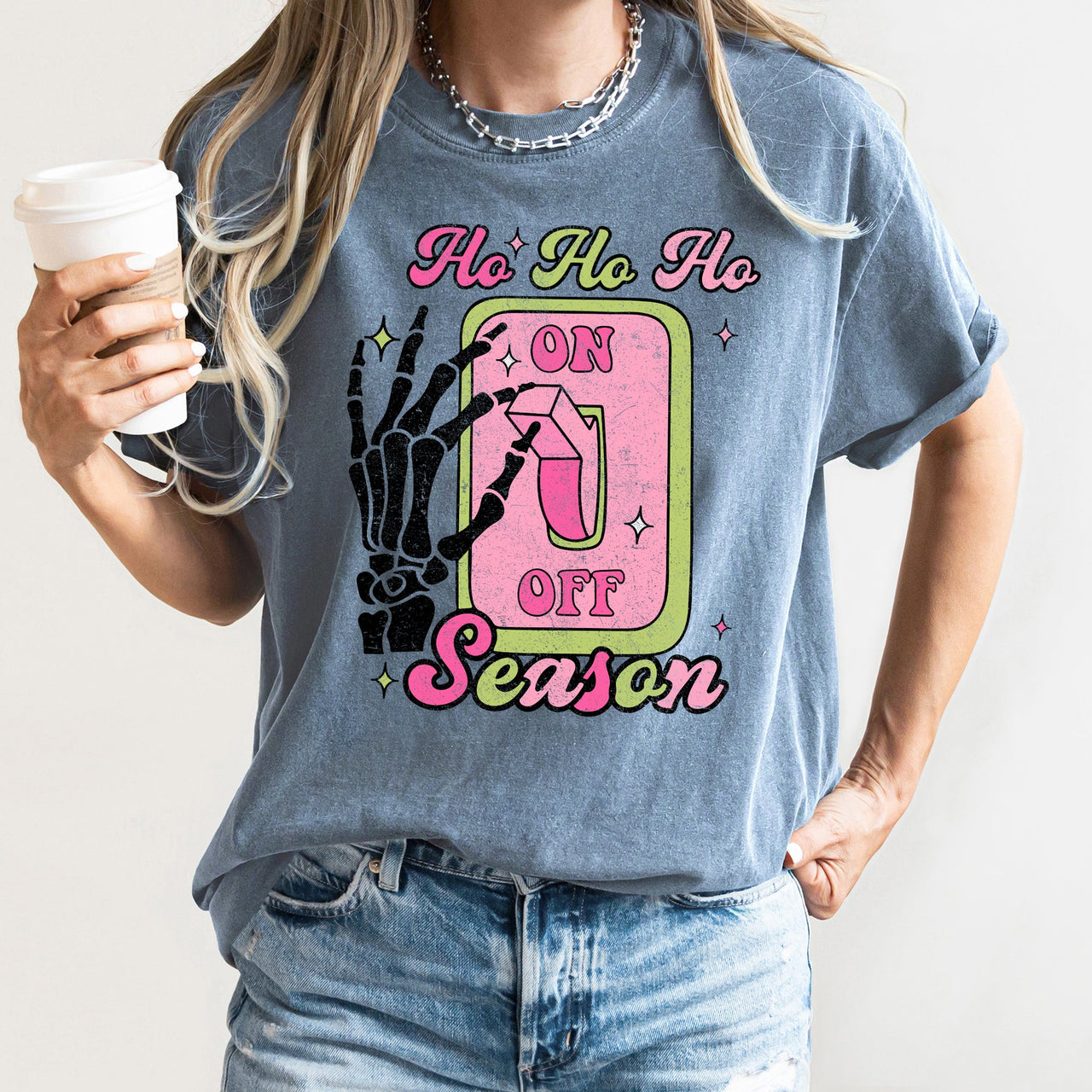 Ho Ho Ho Season Skeleton Light Switch Christmas Comfort Colors Tee
