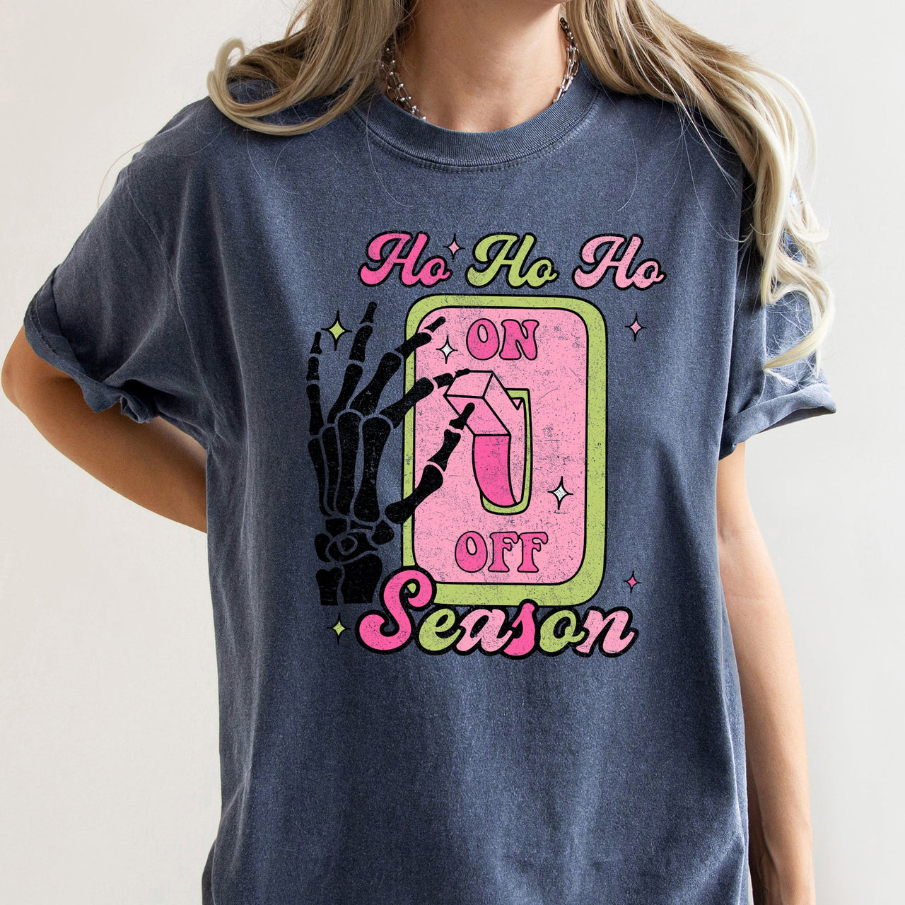Ho Ho Ho Season Skeleton Light Switch Christmas Comfort Colors Tee