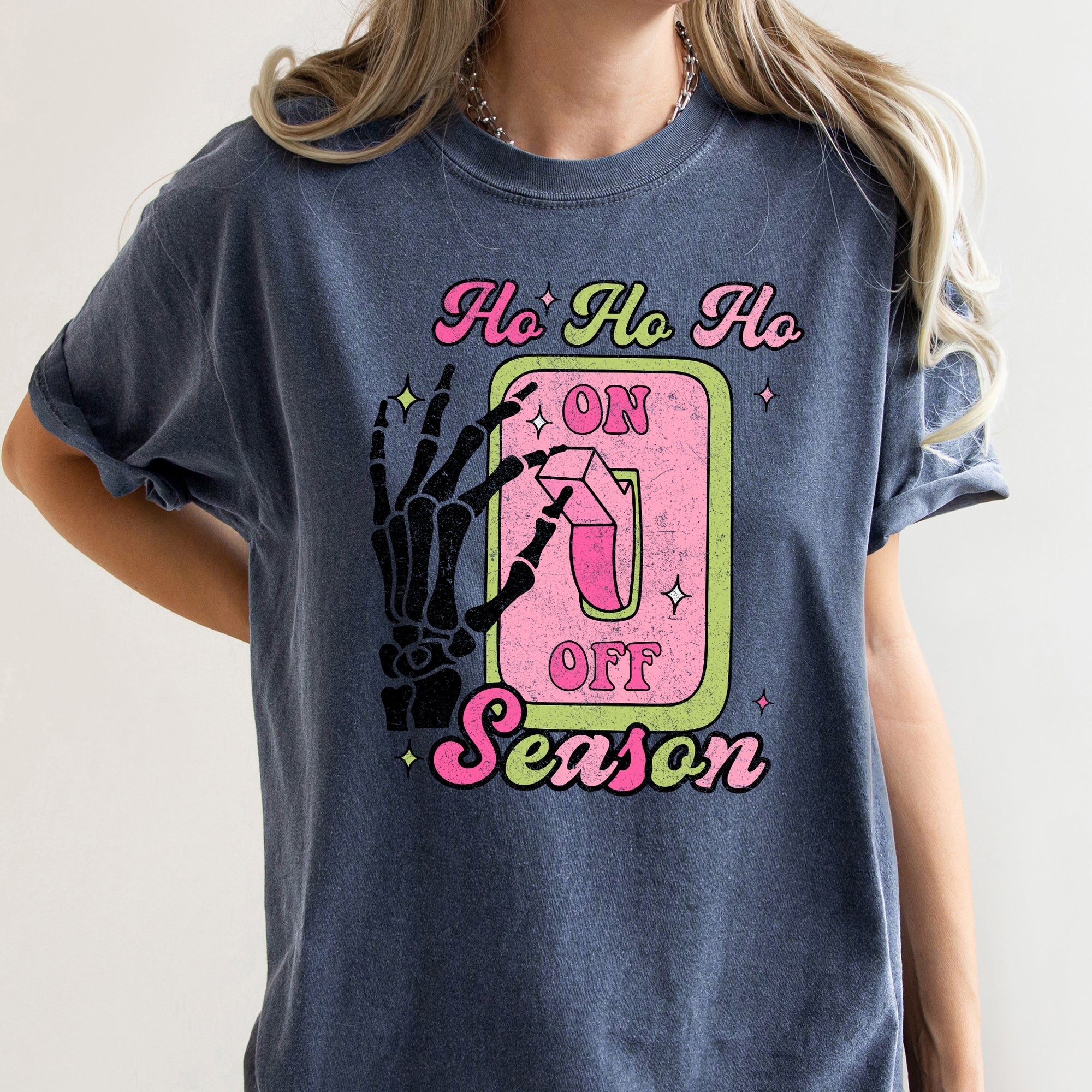 Ho Ho Ho Season Skeleton Light Switch Christmas Comfort Colors Tee