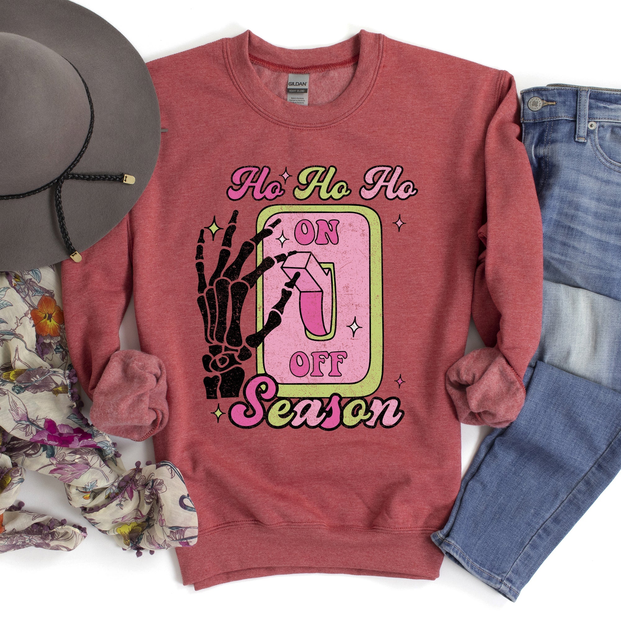 Ho Ho Ho Season Skeleton Light Switch Christmas Decor Edition Festive Holiday Sweatshirt
