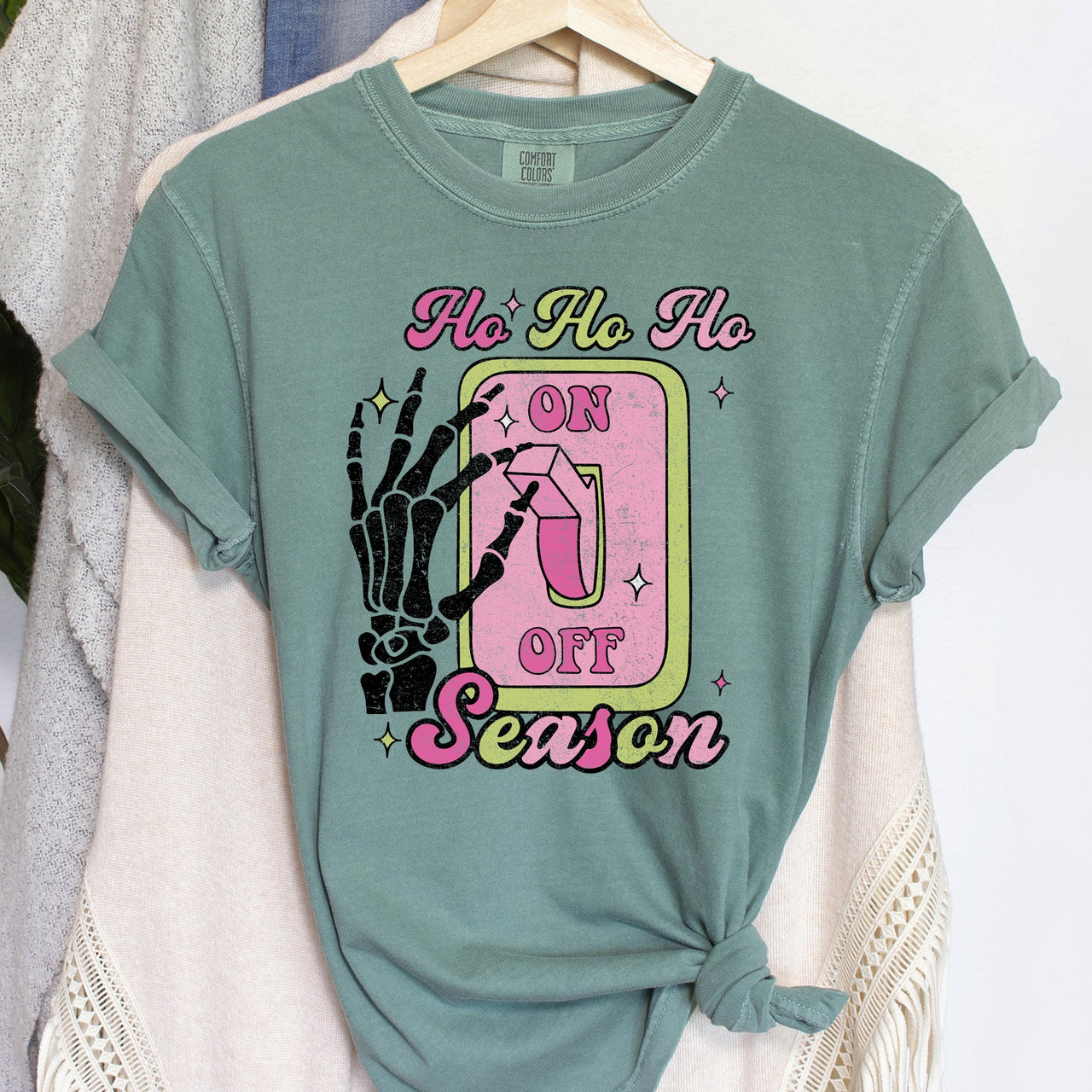 Ho Ho Ho Season Skeleton Light Switch Christmas Comfort Colors Tee