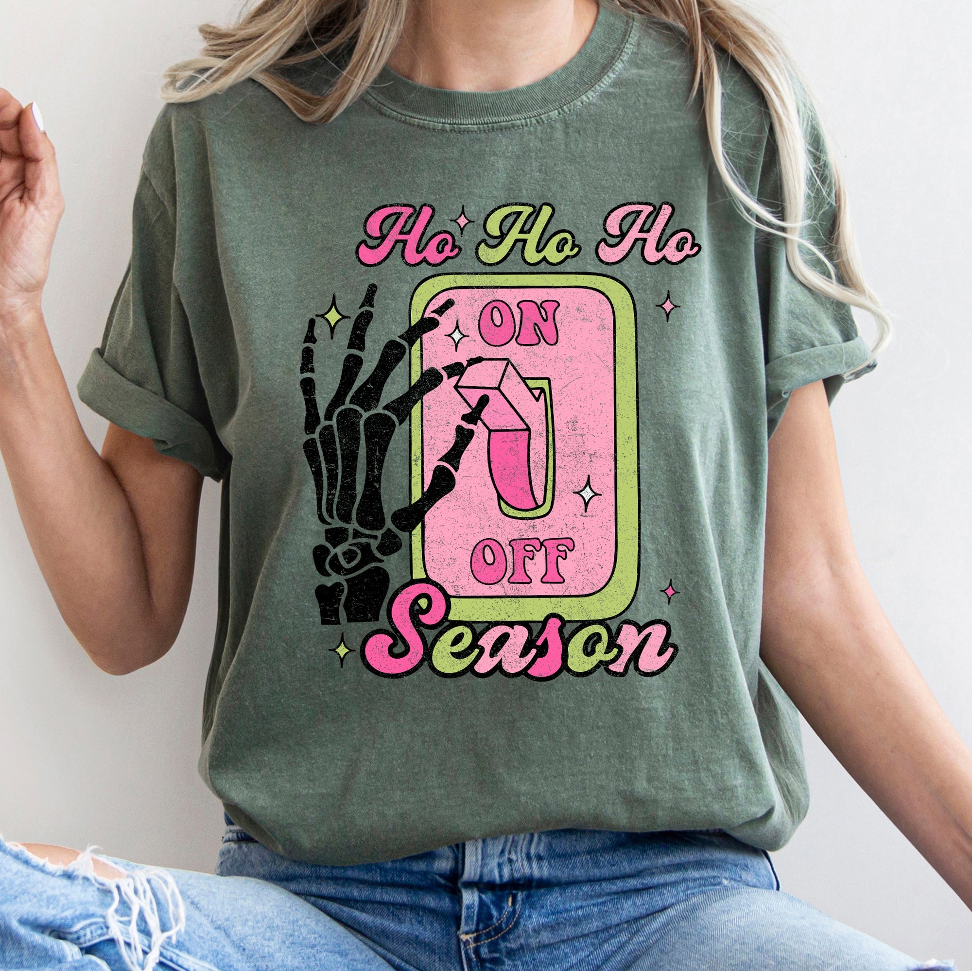 Ho Ho Ho Season Skeleton Light Switch Christmas Comfort Colors Tee