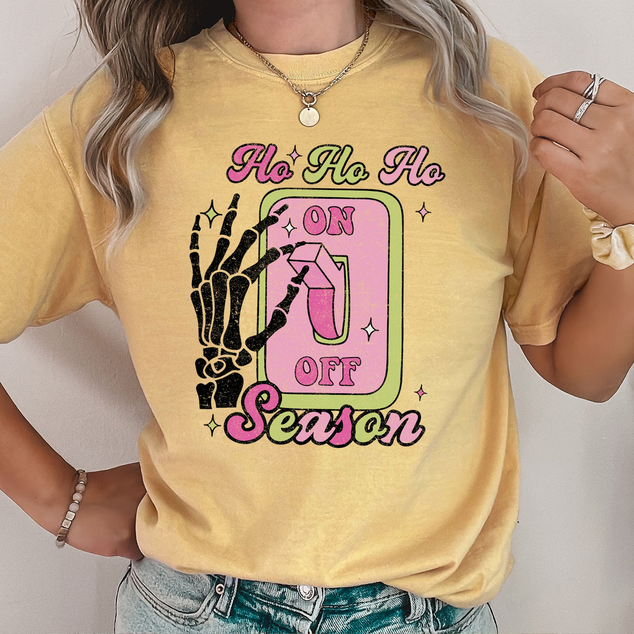 Ho Ho Ho Season Skeleton Light Switch Christmas Comfort Colors Tee