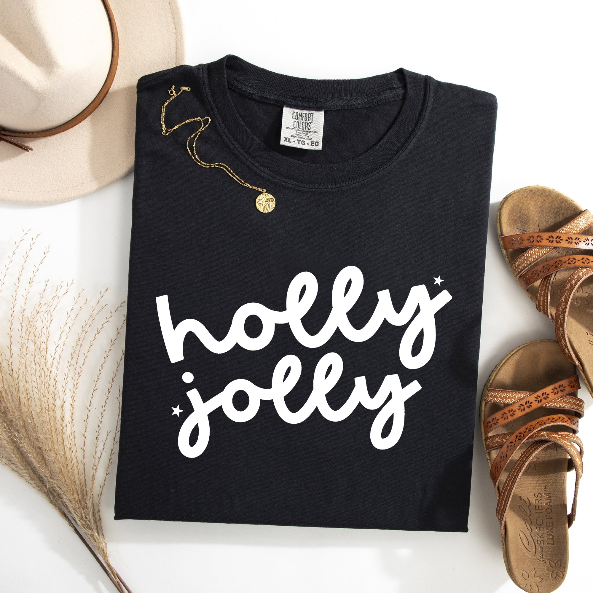 Holly Jolly Retro Christmas Classic Winter Santa Xmas Holiday Cheer Comfort Colors Tee