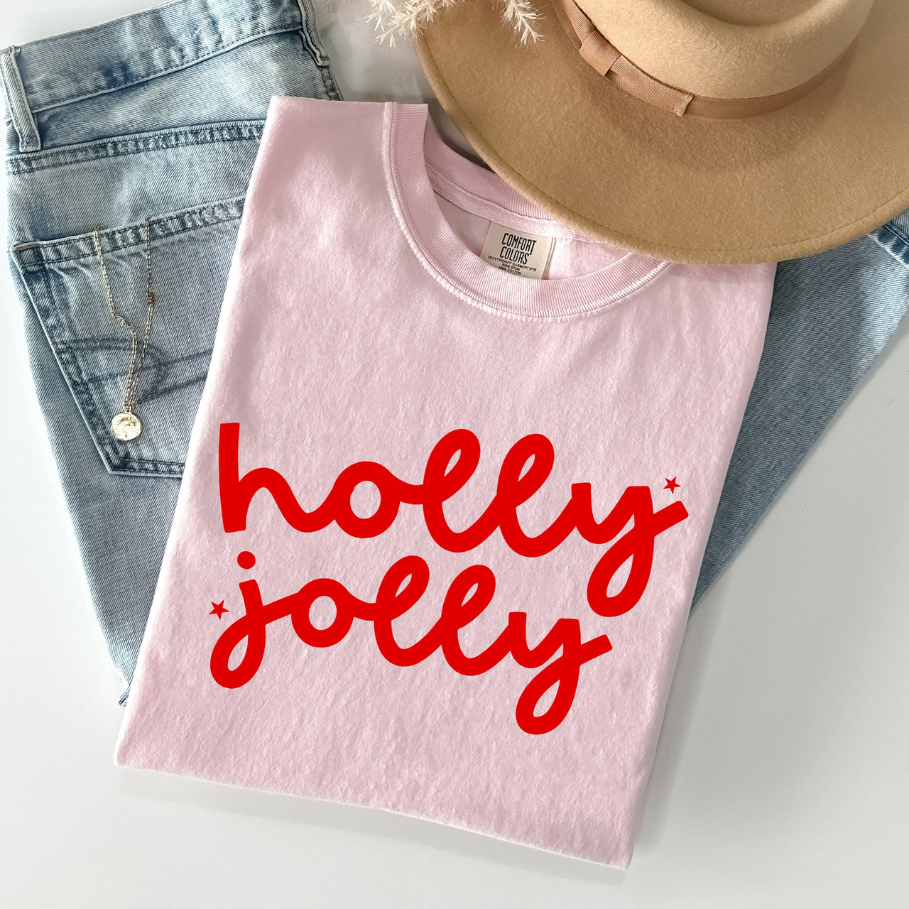 Holly Jolly Retro Christmas Classic Winter Santa Xmas Holiday Cheer Comfort Colors Tee