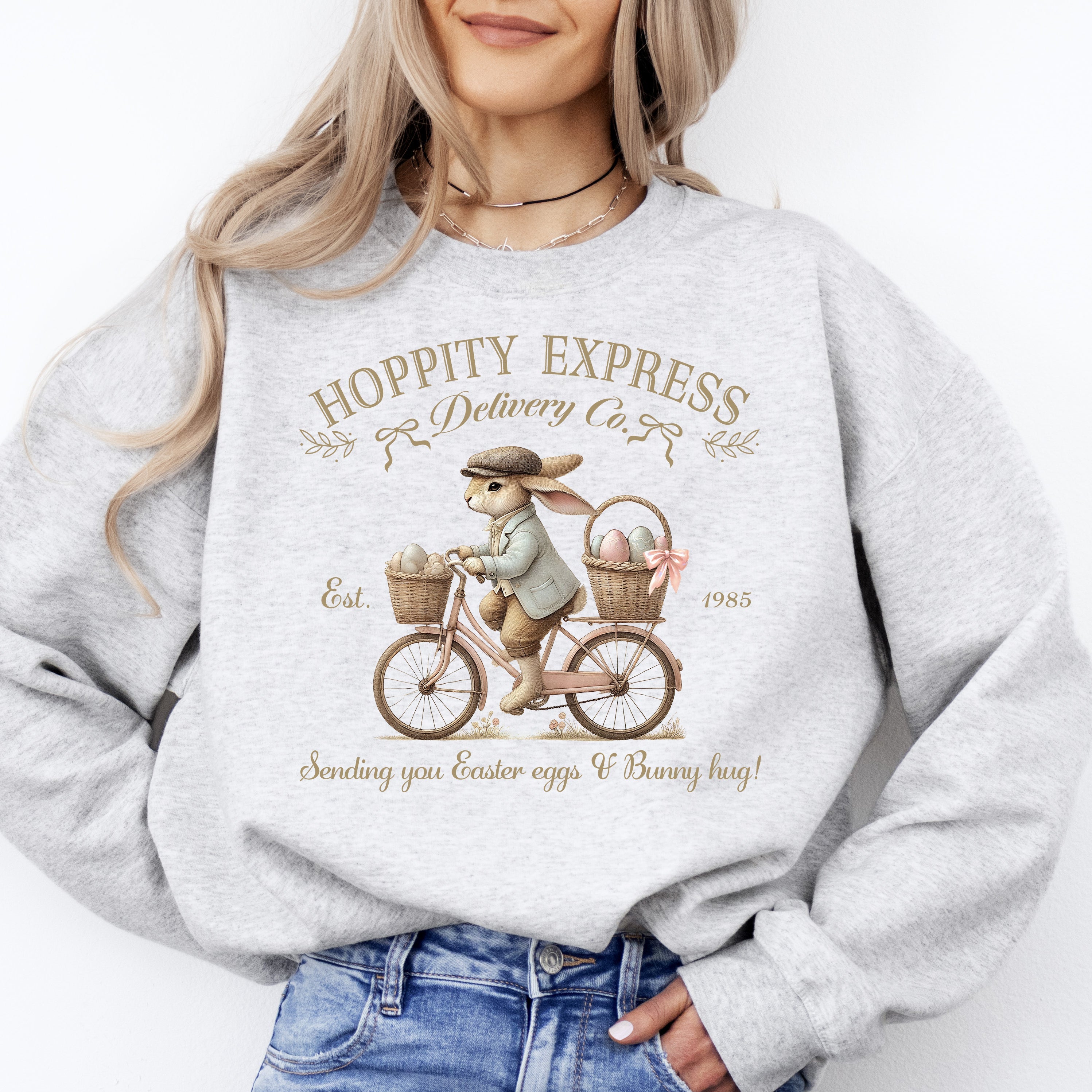Hoppity Express Festive Easter Bunny Jesus Rabbit Cozy Holiday Family Celebration Joyful Sweatshirt