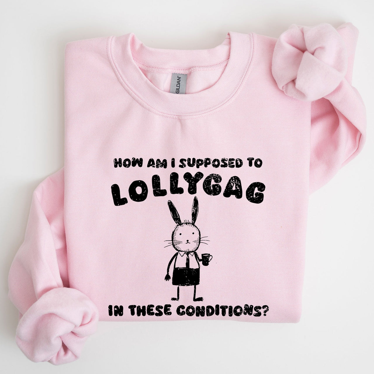 How Am I Supposed To Lollygag Rabbit Bunny Meme Illustration For All Memes Sweatshirt