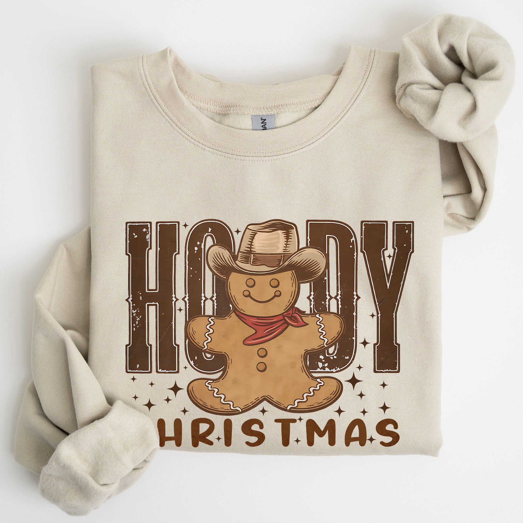 Howdy Christmas Gingerbread Man Cowboy Seasonal Western Holiday Edition Sweatshirt