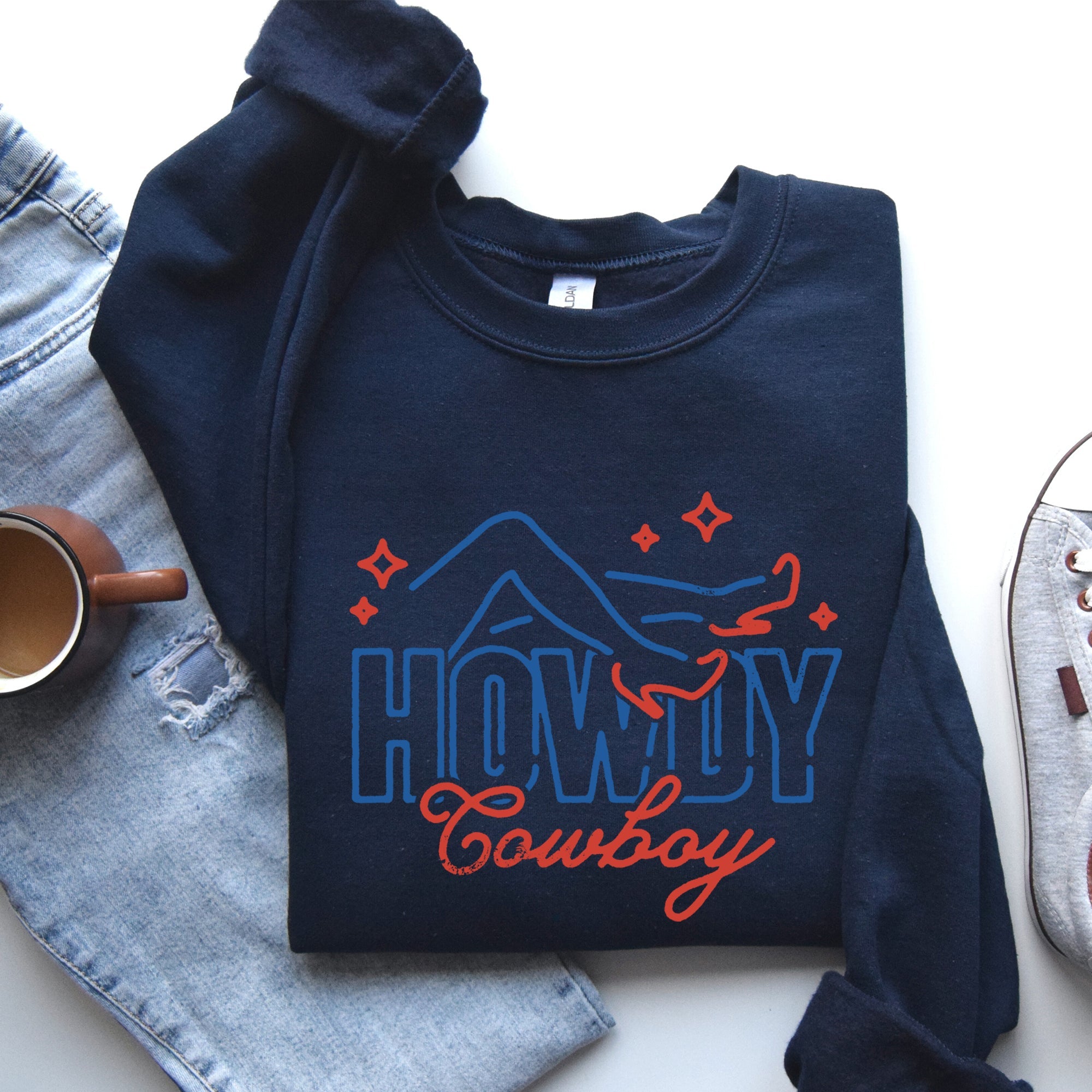 Howdy Cowboy Neon Las Vegas Retro Western Country Icons Neon Nights Edition Sweatshirt