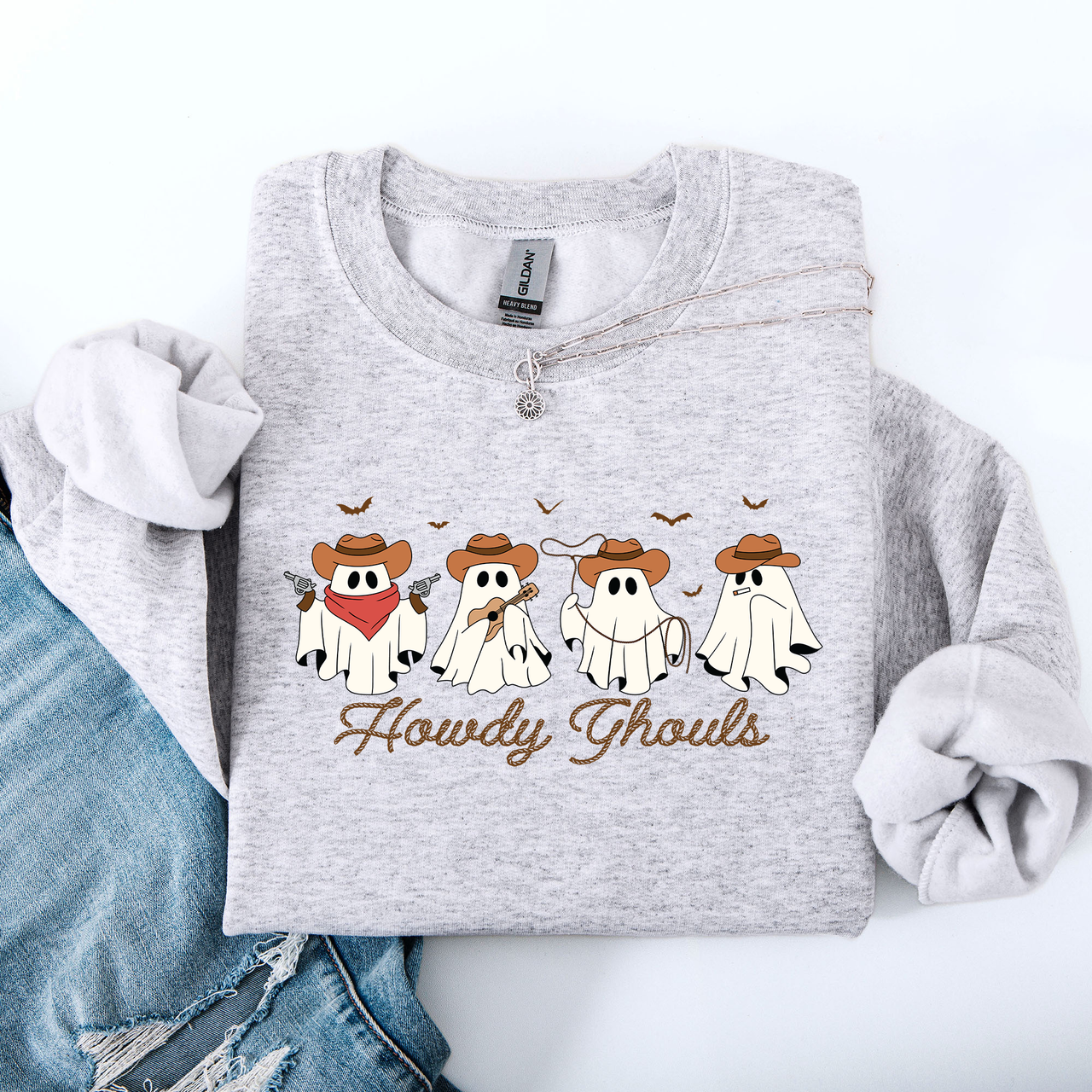 Howdy Ghouls, Cowboy Ghosts, Western, Halloween Sweatshirt