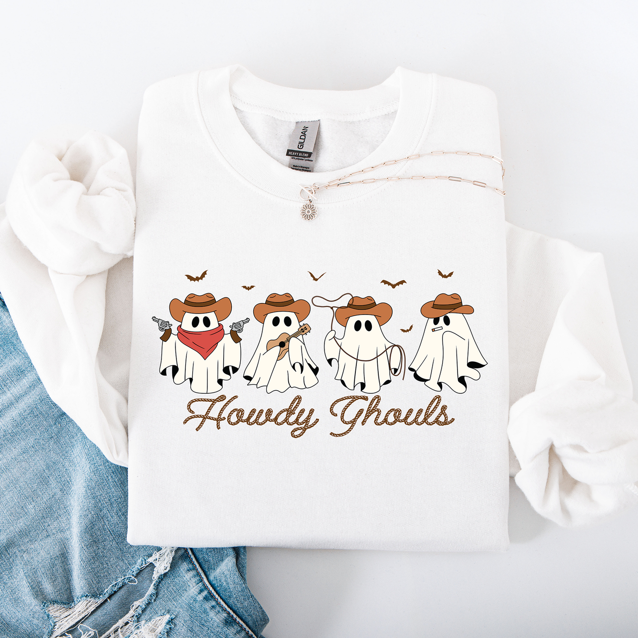 Howdy Ghouls, Cowboy Ghosts, Western, Halloween Sweatshirt