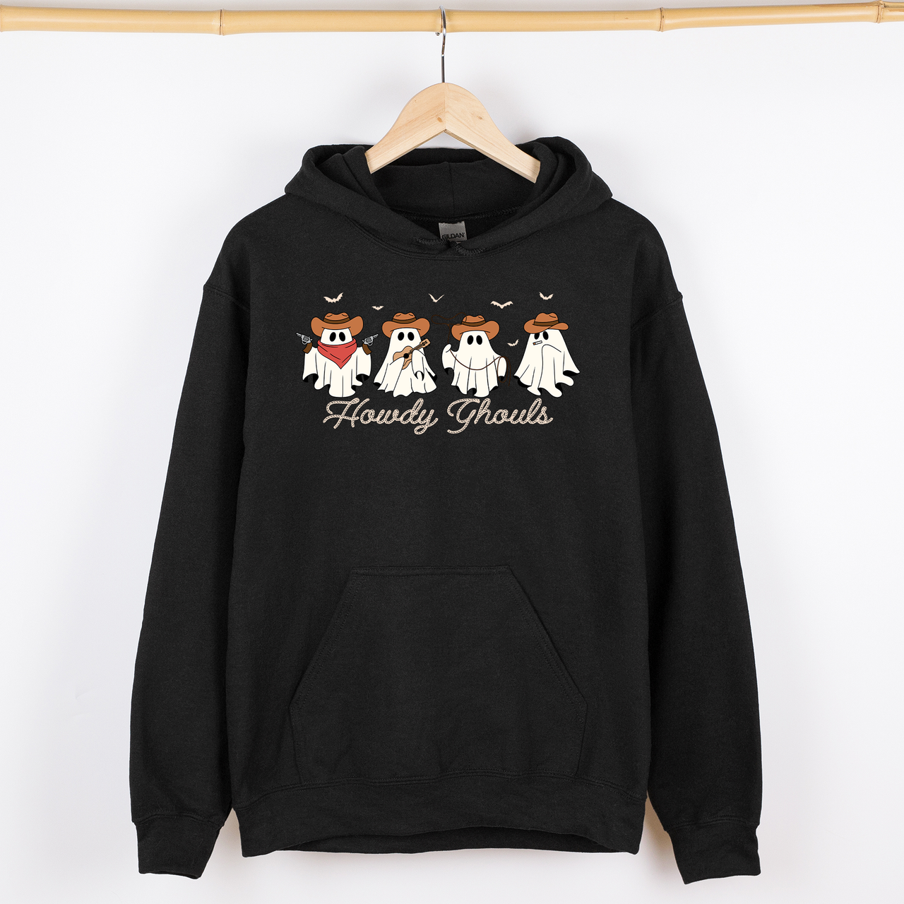 Howdy Ghouls Cowboy Ghosts Western Halloween Haunted Frontier Vintage Edition Graphic Hoodie