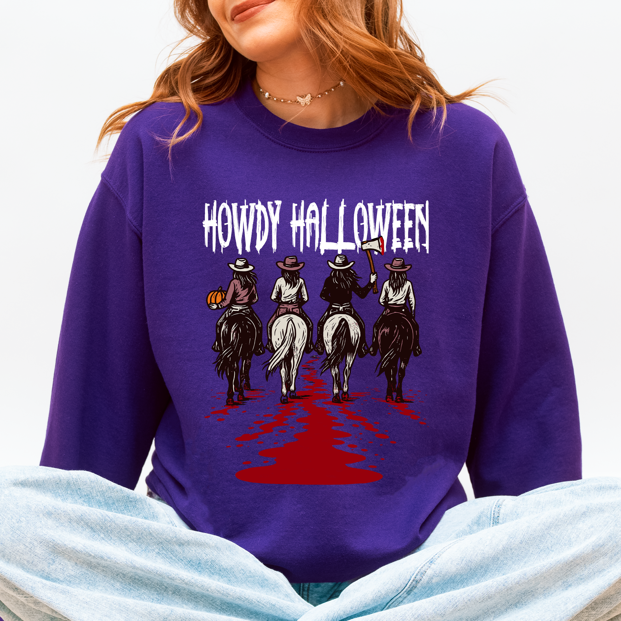 Howdy Halloween Cowgirls Western Spooky Vintage Inspired Parade Edition Sweatshirt