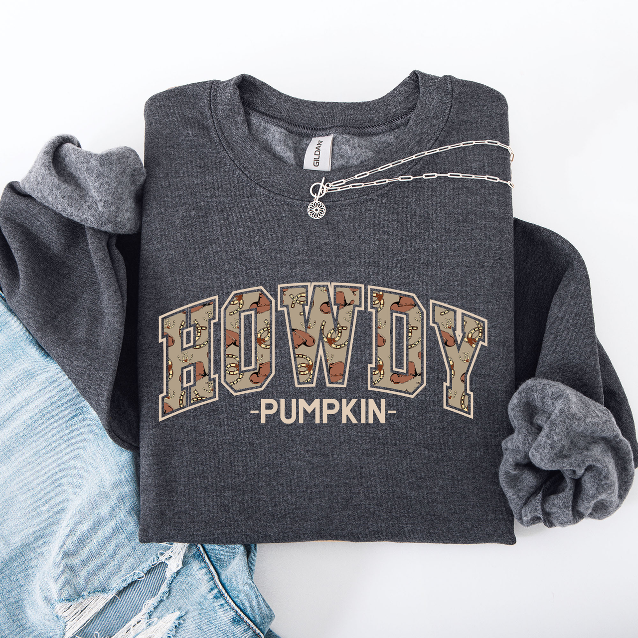 Howdy Pumpkin Varsity Collegiate Autumn Graphic Cozy Vintage For Everyday Layering Comfort Sweatshirt