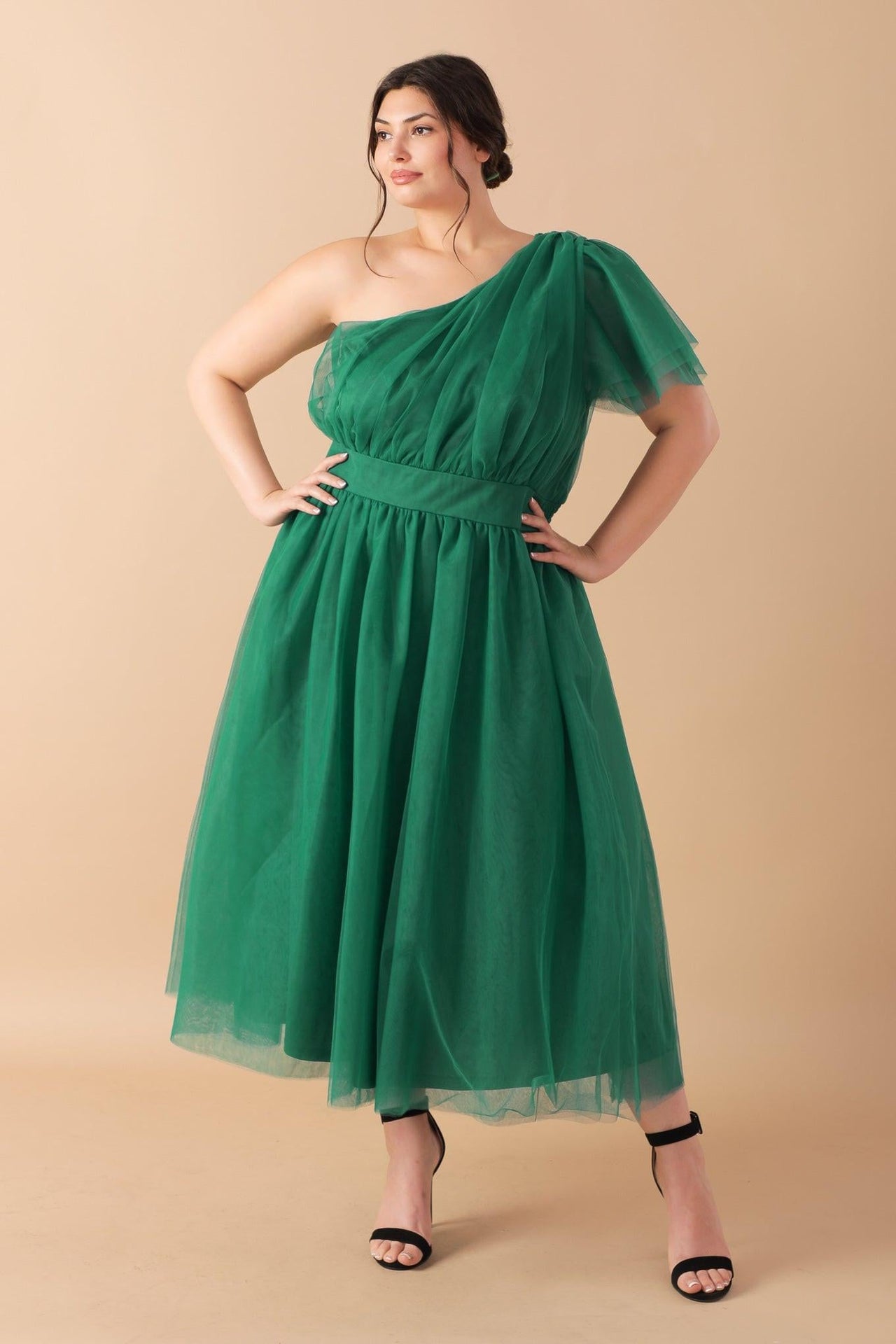 LIVELY CHARM TULLE MIDI DRESS