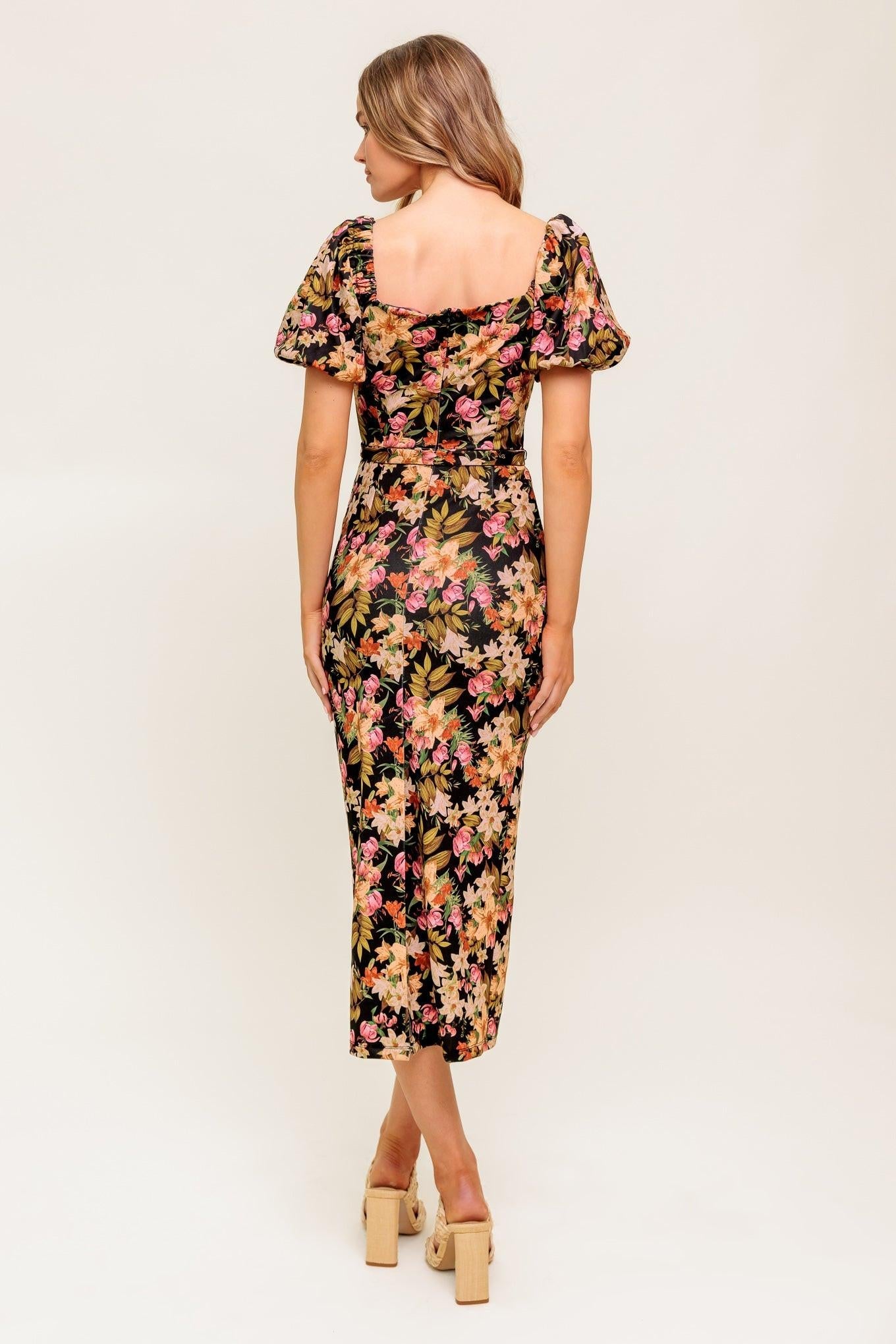 SWEET AT HEART WOVEN MIDI DRESS