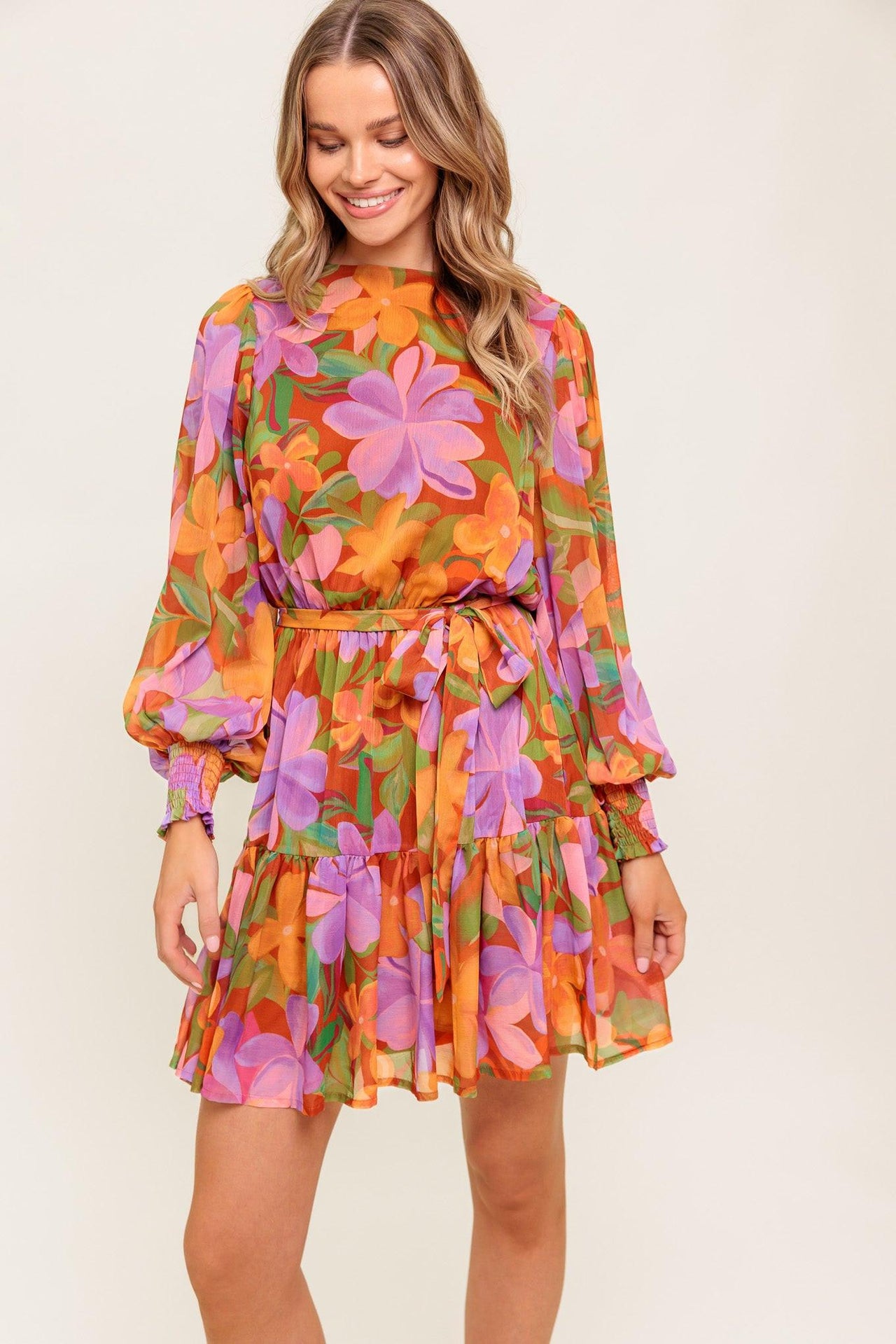 MUTED GARDEN WOVEN MINI DRESS