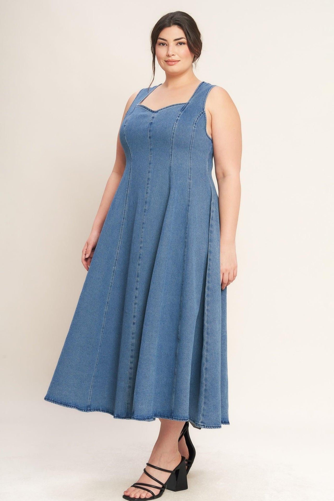 STARS AHEAD DENIM MIDI DRESS