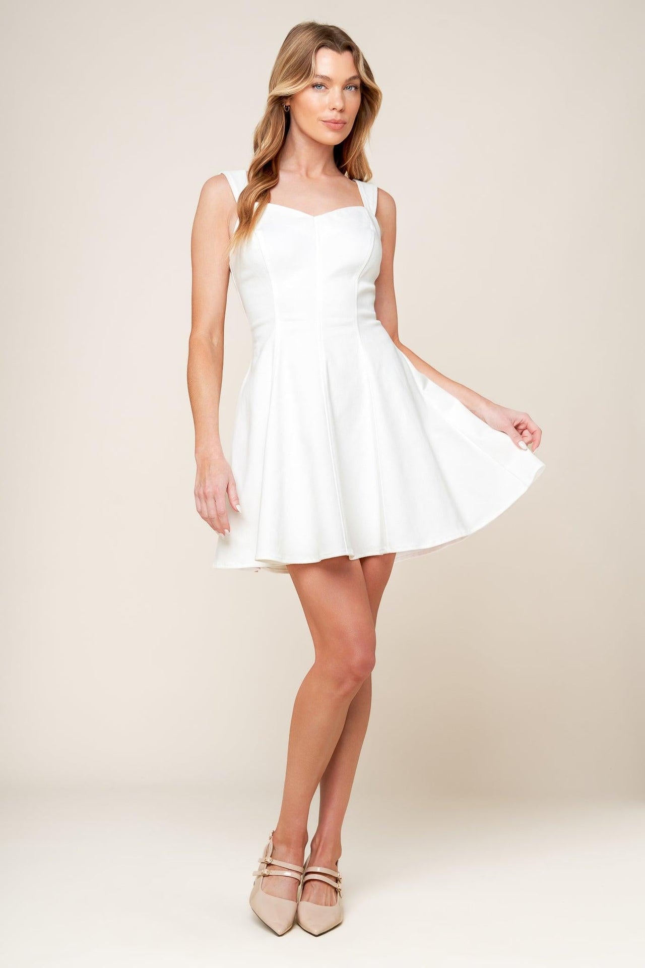 LAST YOUR CHANCE DENIM WOVEN MINI DRESS