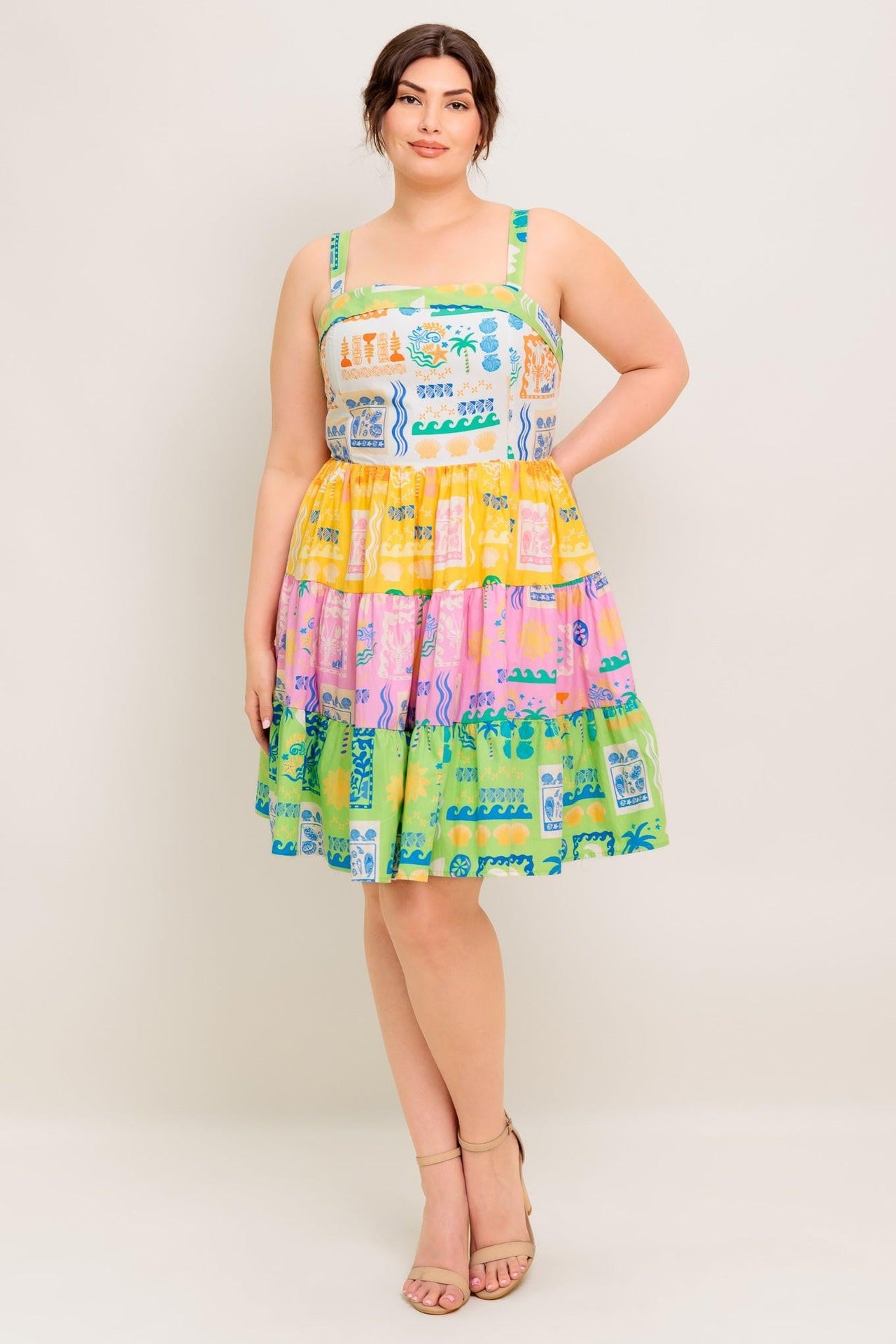 OUT OF OFFICE GREEN WOVEN MINI DRESS