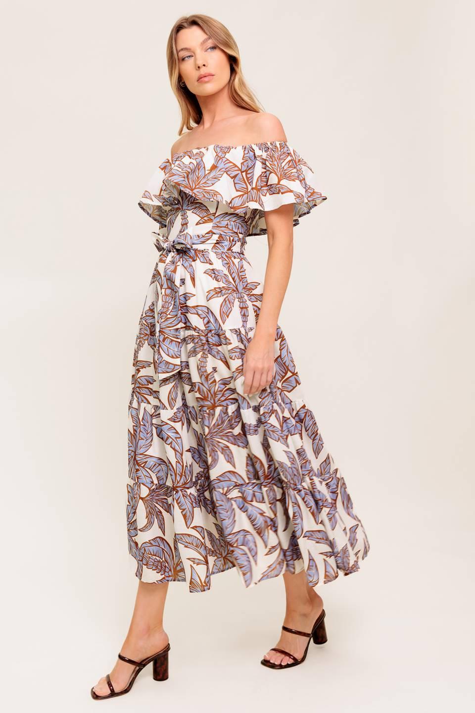LILY GARDEN LAVENDER WOVEN MIDI DRESS