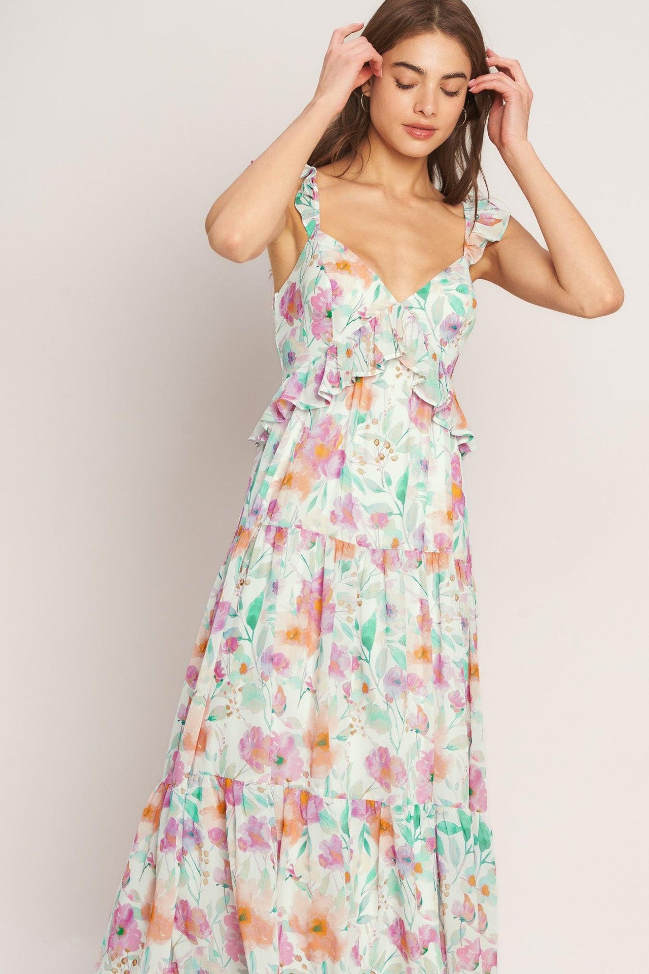 HEAVENLY BLOSSOM WOVEN MAXI DRESS