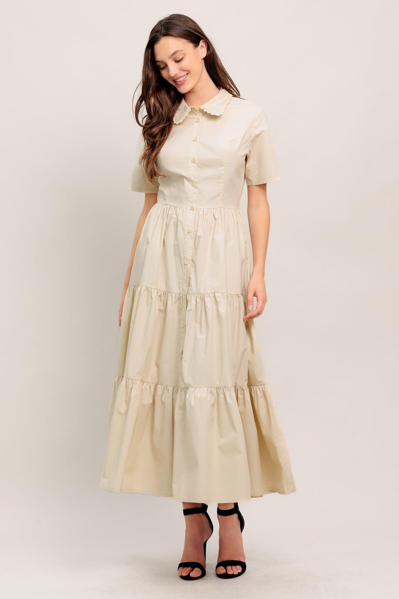 WORTH THE WAIT WOVEN MIDI DRESS